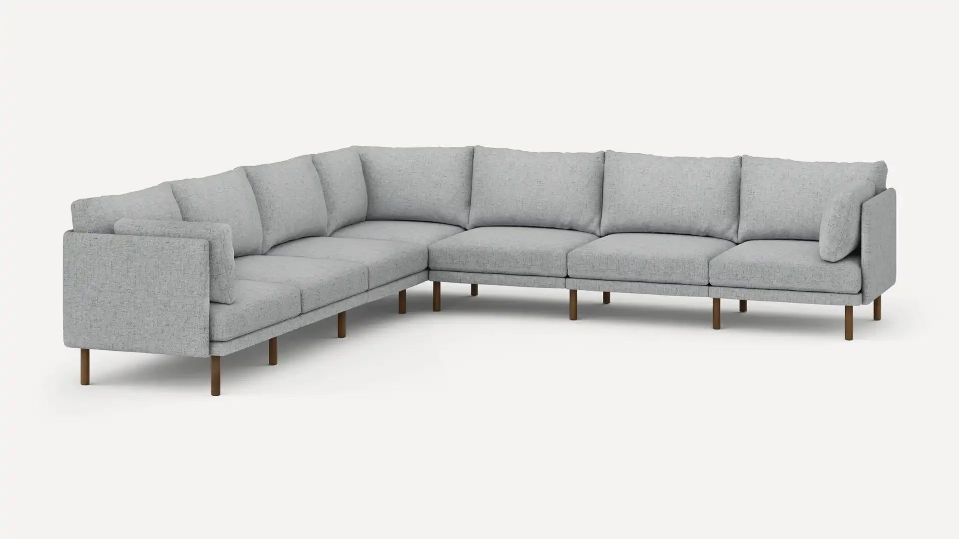 modern l - shaped sectional sofa with light gray fabric upholstery, light gray, hi - resized for minimalist design