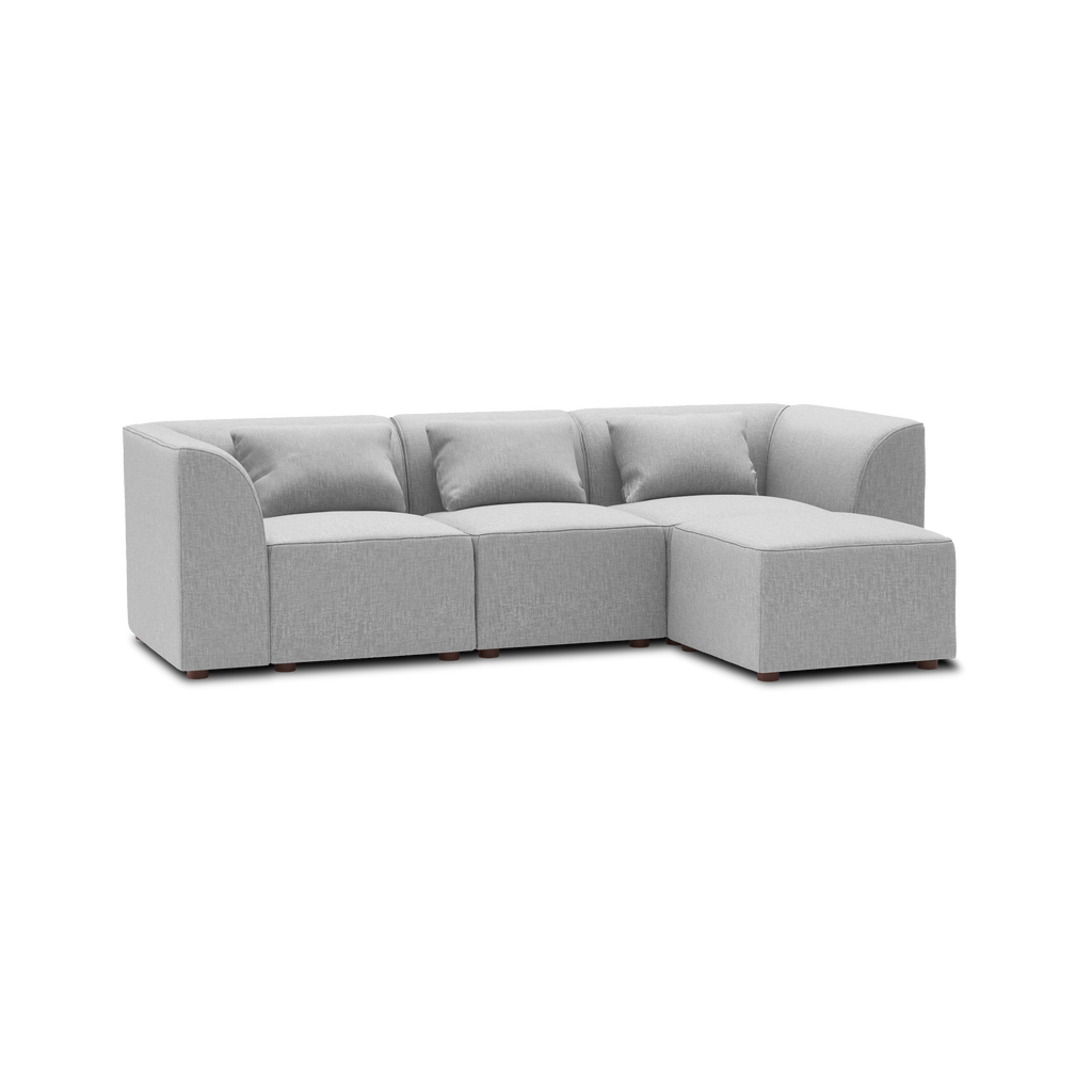 Mambo 4-Piece Sectional Lounger - Crushed Gravel - Performance Basketweave / High