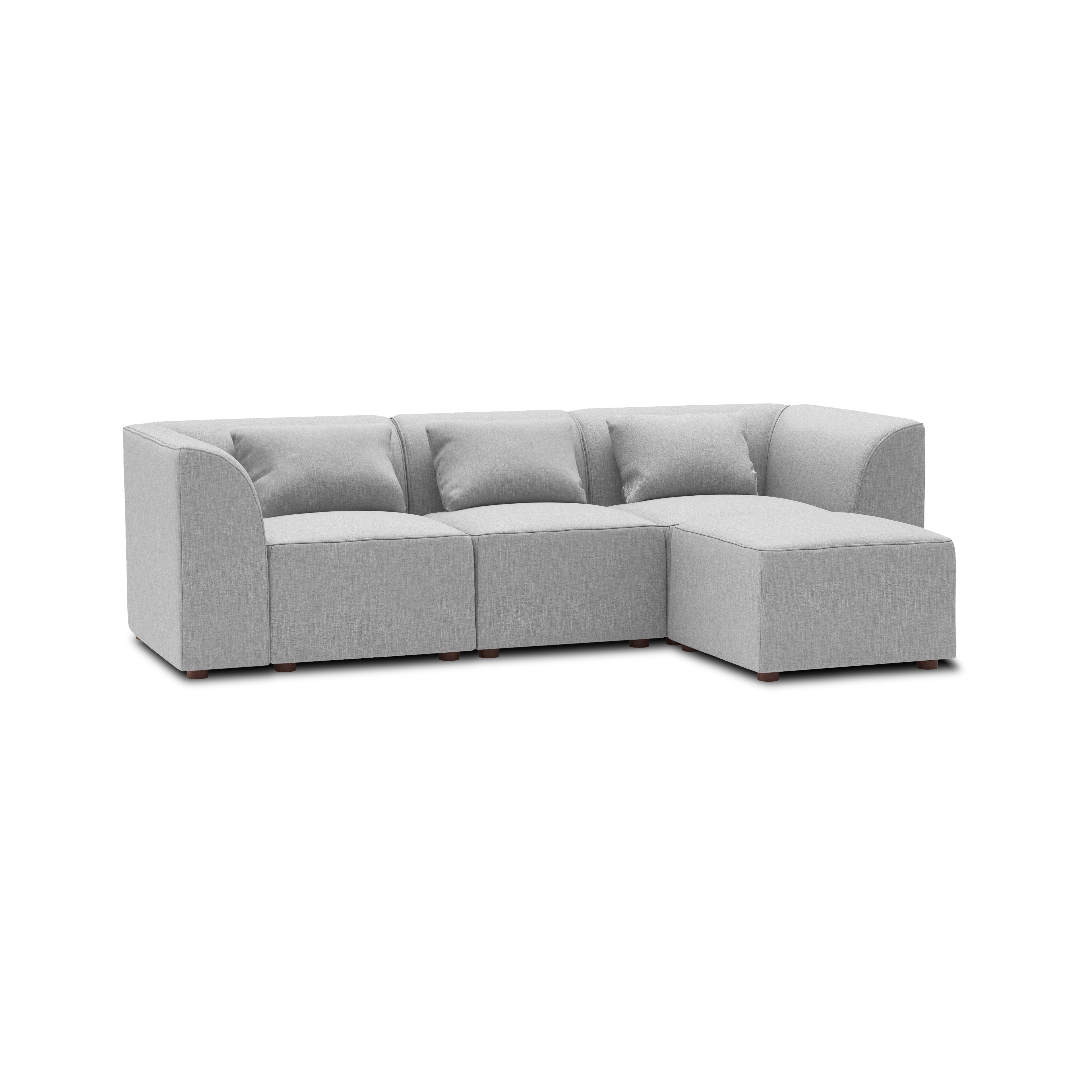 Mambo 4-Piece Sectional Lounger - Crushed Gravel - Performance Basketweave / High