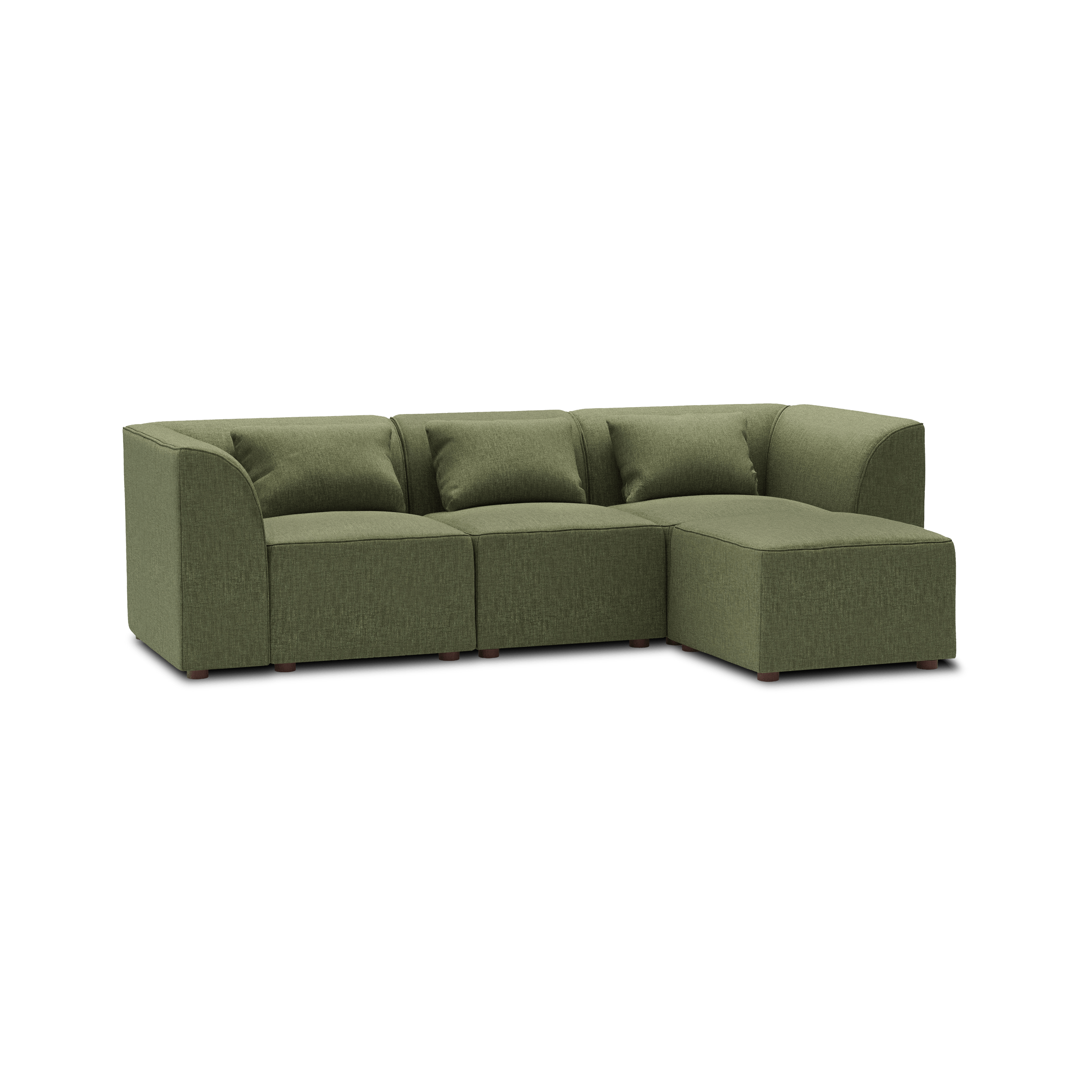 Mambo 4-Piece Sectional Lounger - Moss Green - Performance Basketweave / High