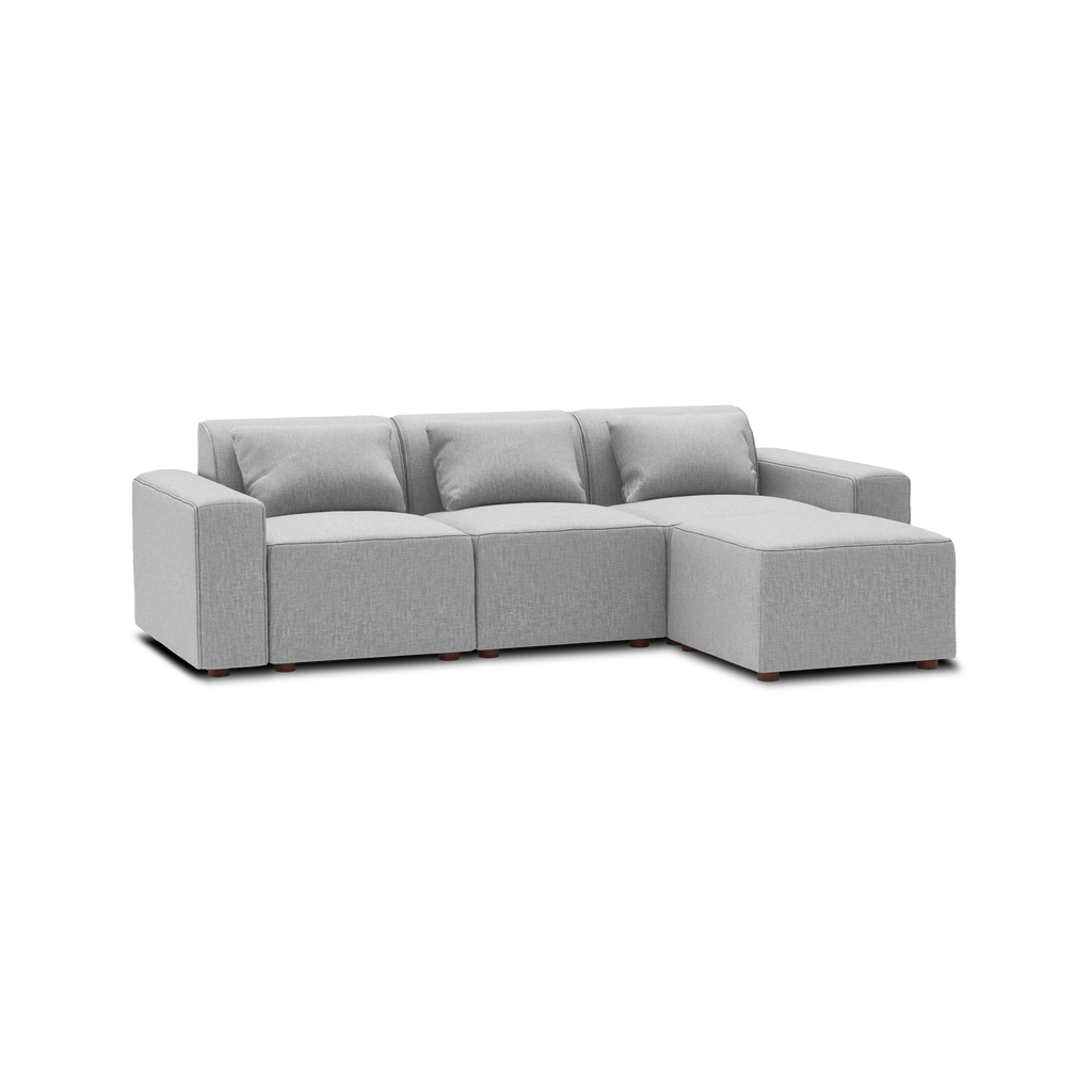Mambo 4-Piece Sectional Lounger - Crushed Gravel - Performance Basketweave / Low
