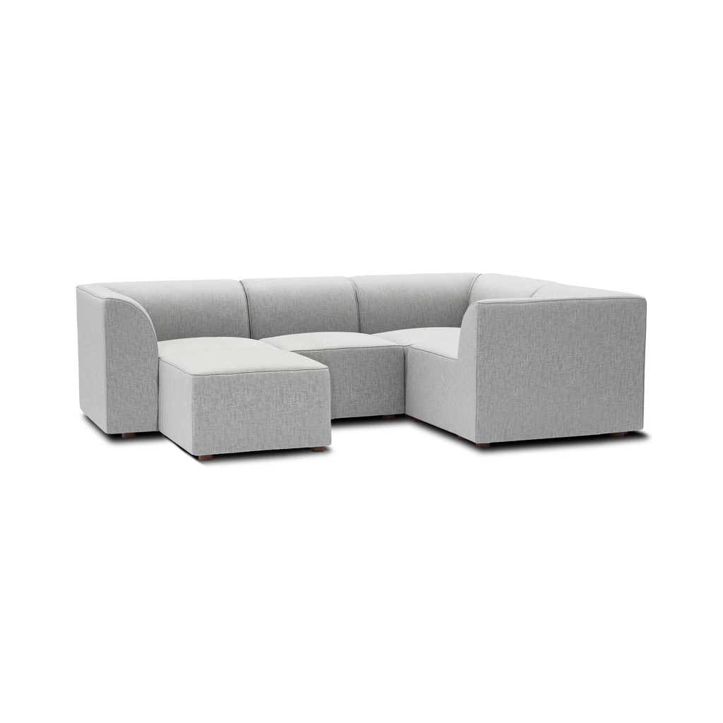 Mambo 4-Piece Sectional - Crushed Gravel - Performance Basketweave / High