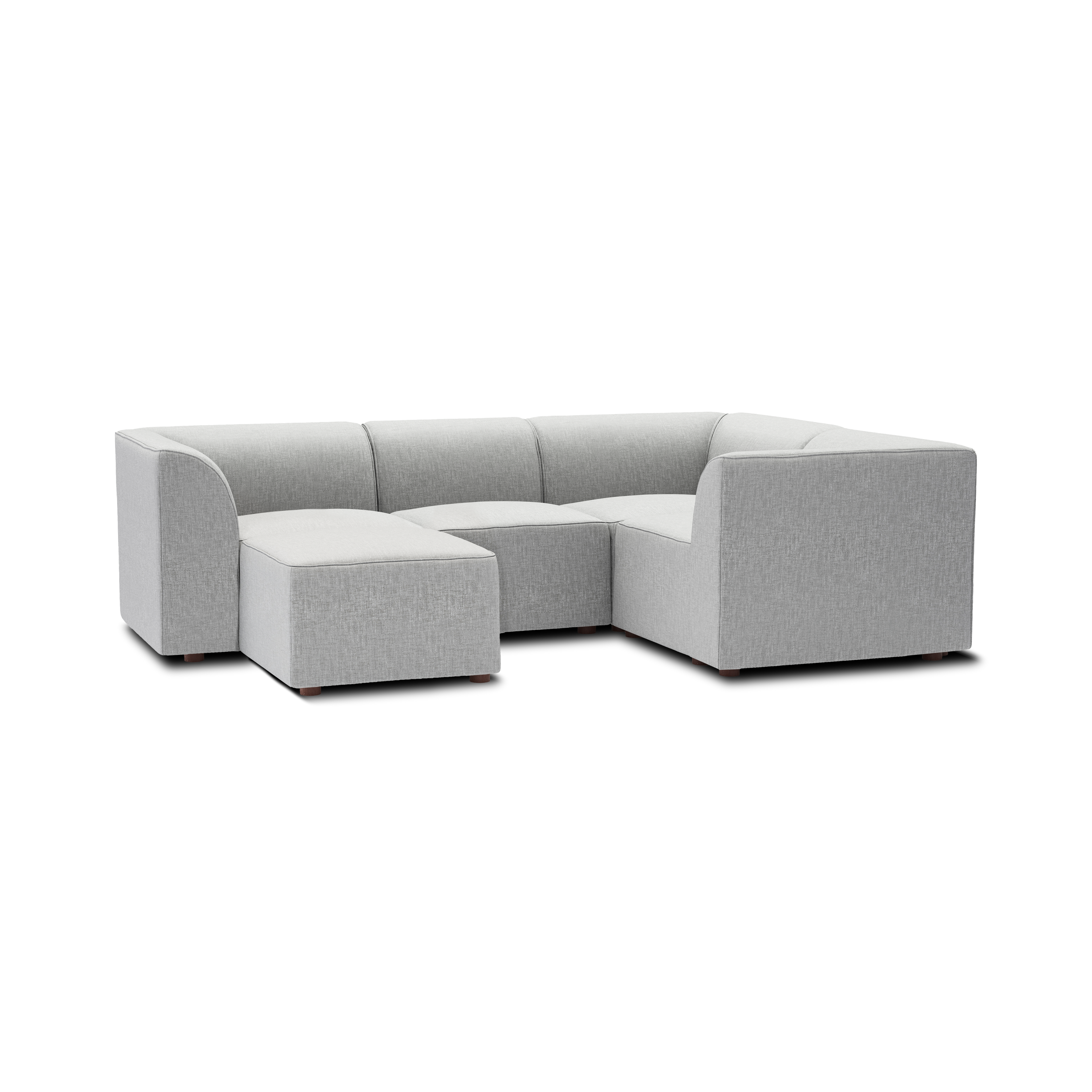 Mambo 4-Piece Sectional - Crushed Gravel - Performance Basketweave / High