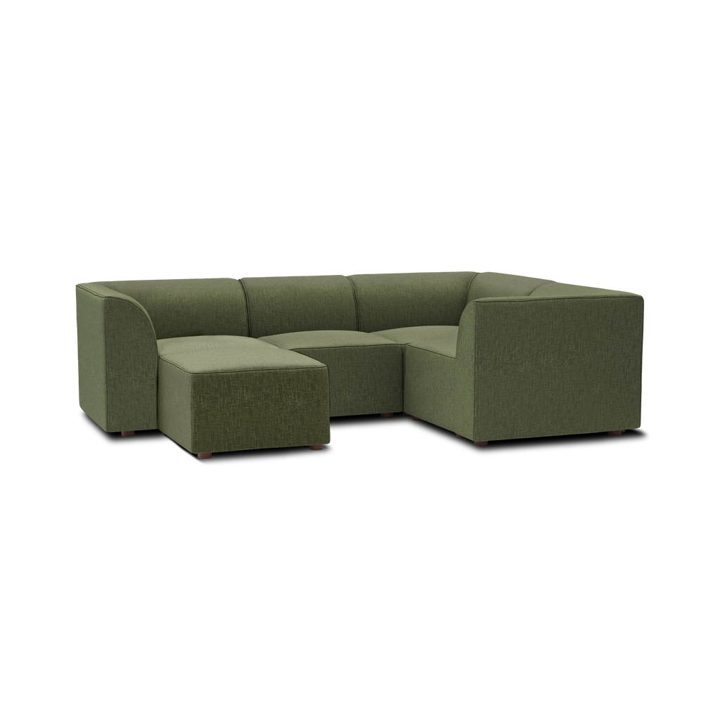 Mambo 4-Piece Sectional - Moss Green - Performance Basketweave / High