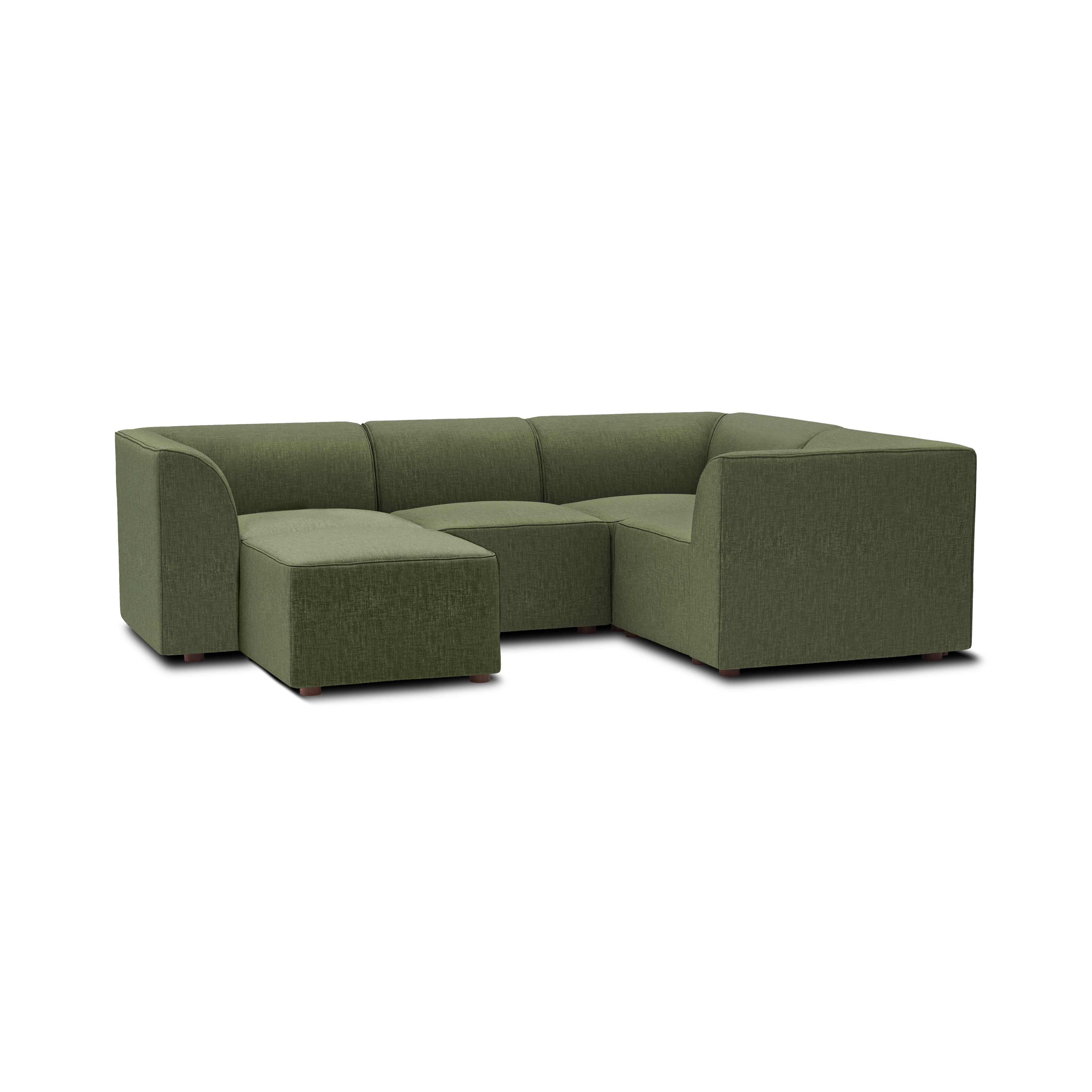 Mambo 4-Piece Sectional - Moss Green - Performance Basketweave / High