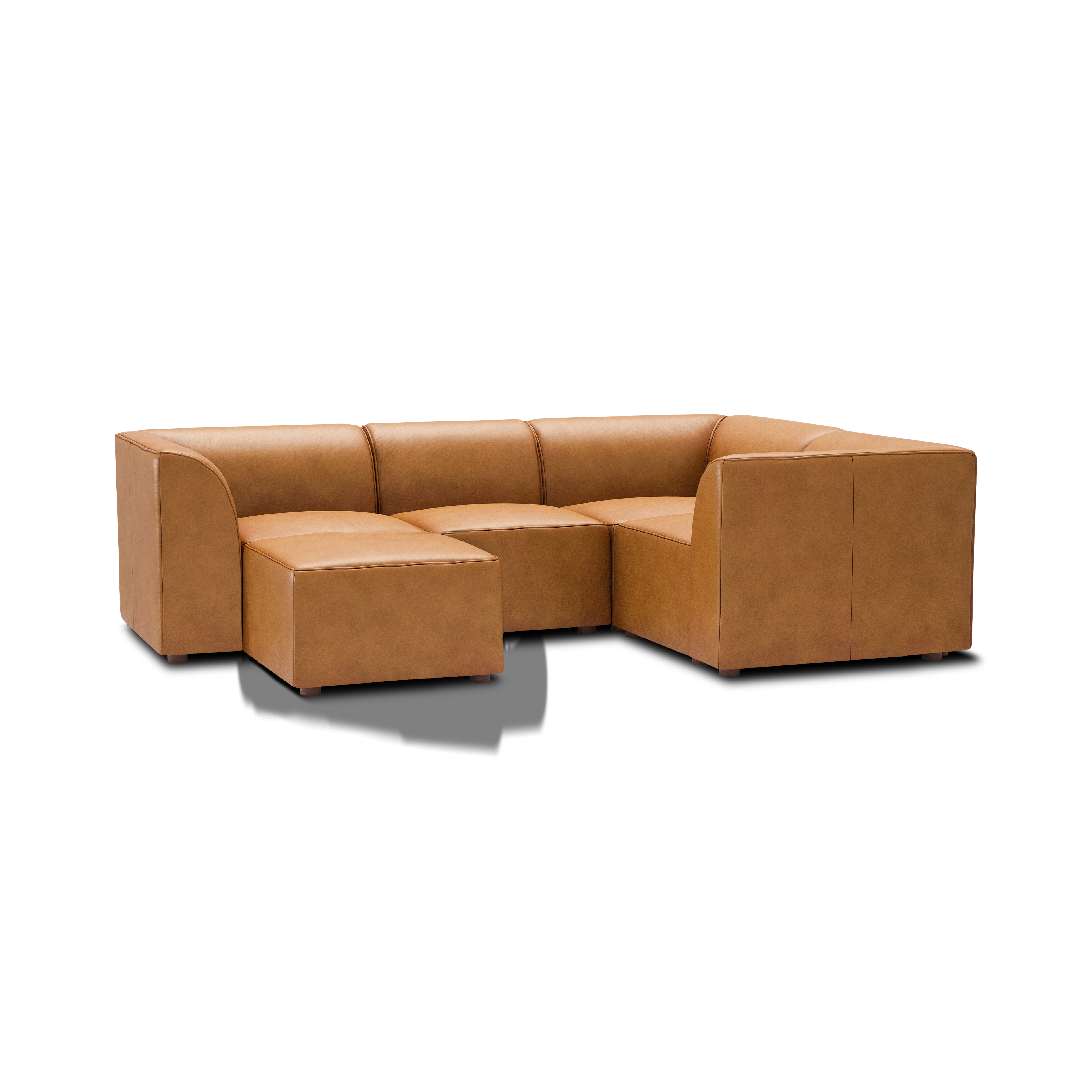Mambo 4-Piece Sectional - Camel - Top Grain Leather / High
