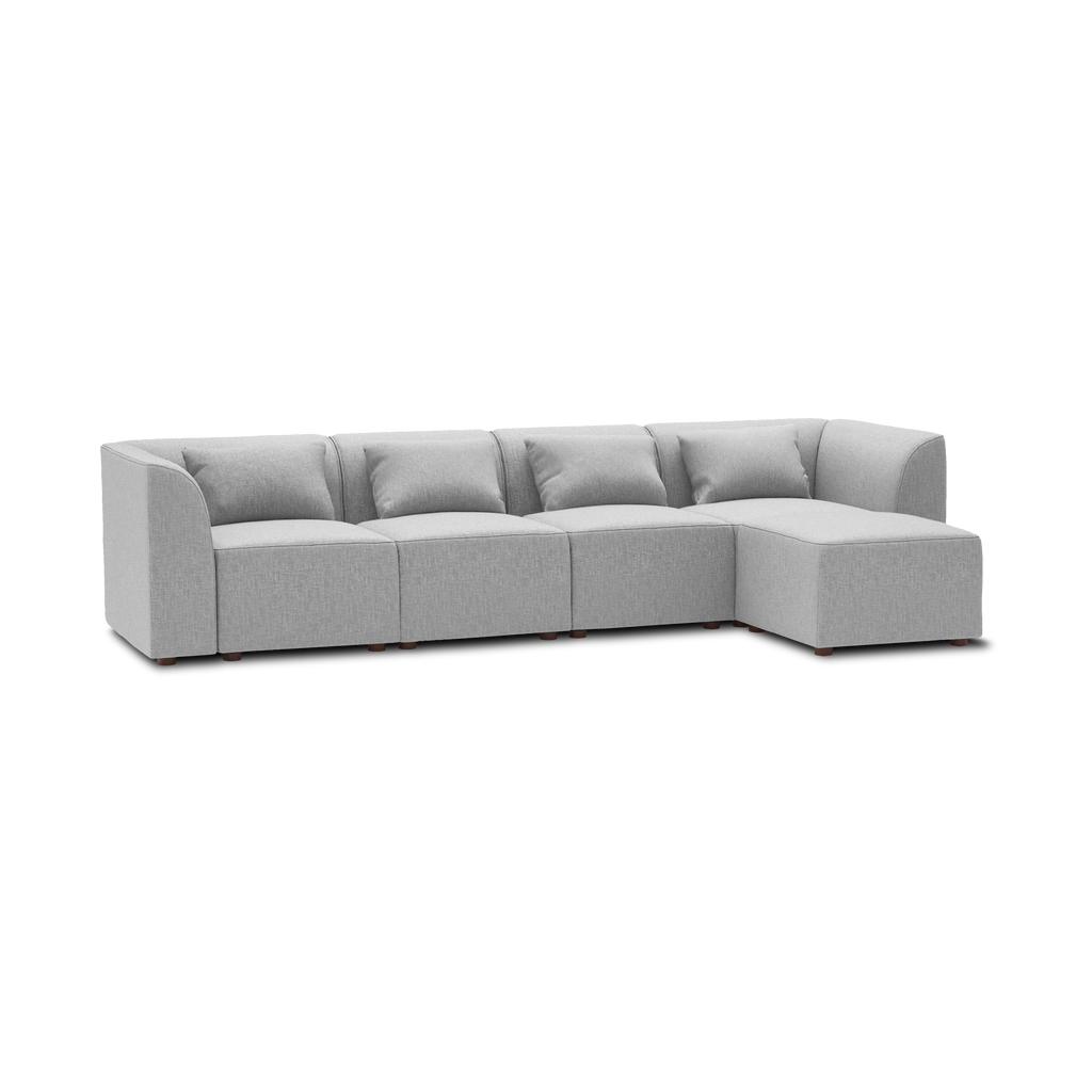 Mambo 5-Piece Sectional Lounger - Crushed Gravel - Performance Basketweave / High