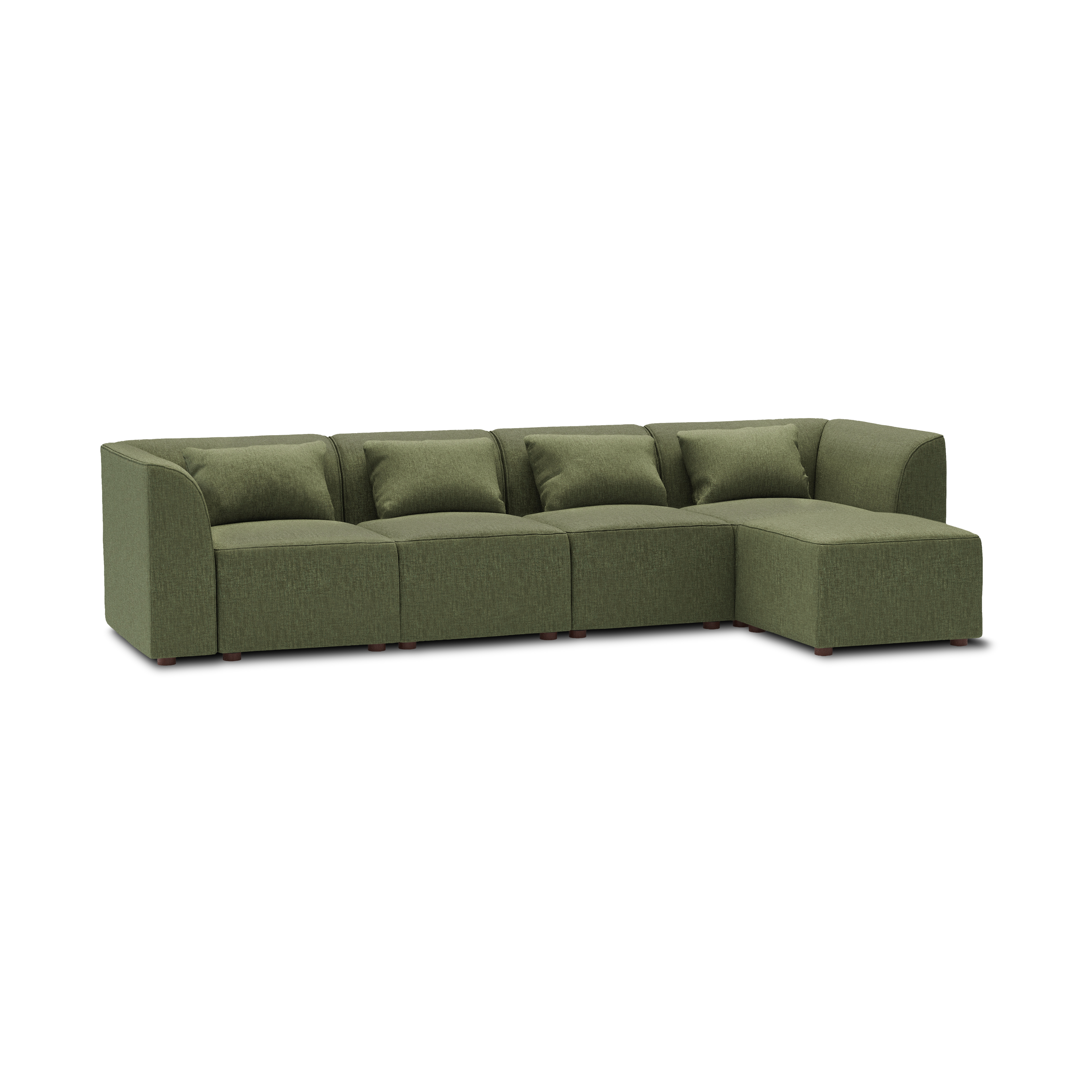 Mambo 5-Piece Sectional Lounger - Moss Green - Performance Basketweave / High