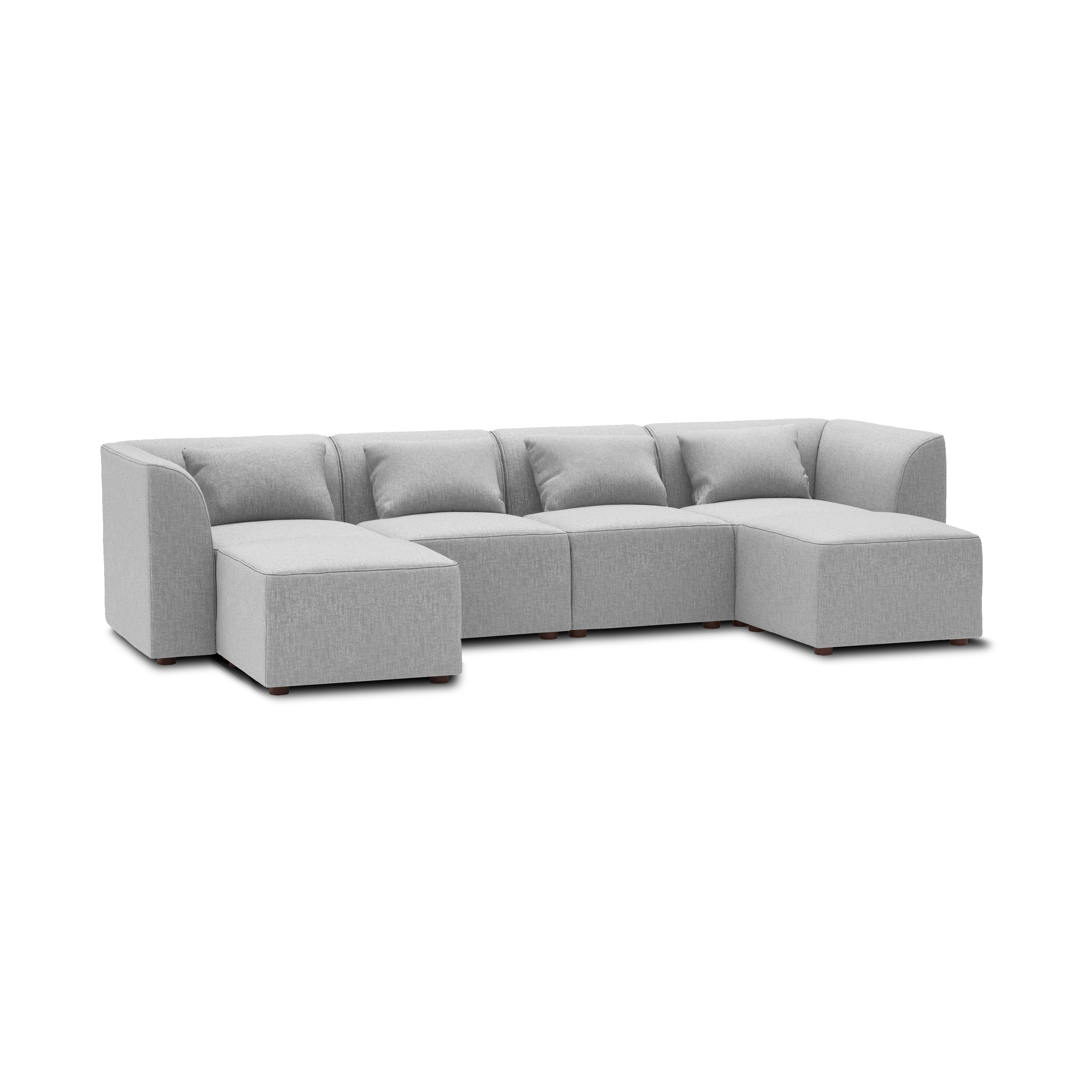 Mambo 6-Piece Double Sectional Lounger - Crushed Gravel - Performance Basketweave / High