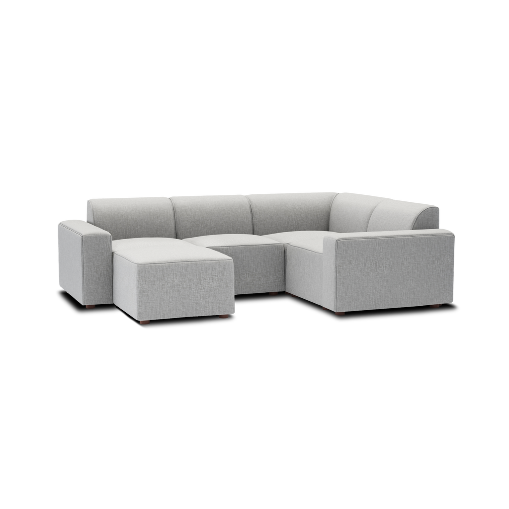Mambo 4-Piece Sectional - Crushed Gravel - Performance Basketweave / Low