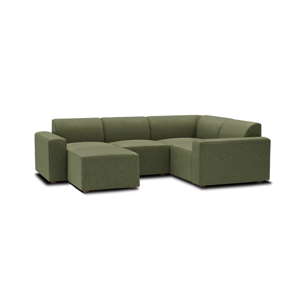 Mambo 4-Piece Sectional - Moss Green - Performance Basketweave / Low