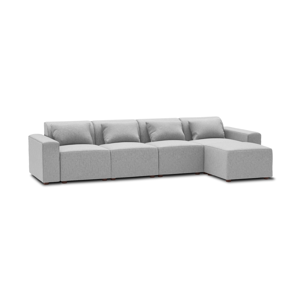 Mambo 5-Piece Sectional Lounger - Crushed Gravel - Performance Basketweave / Low