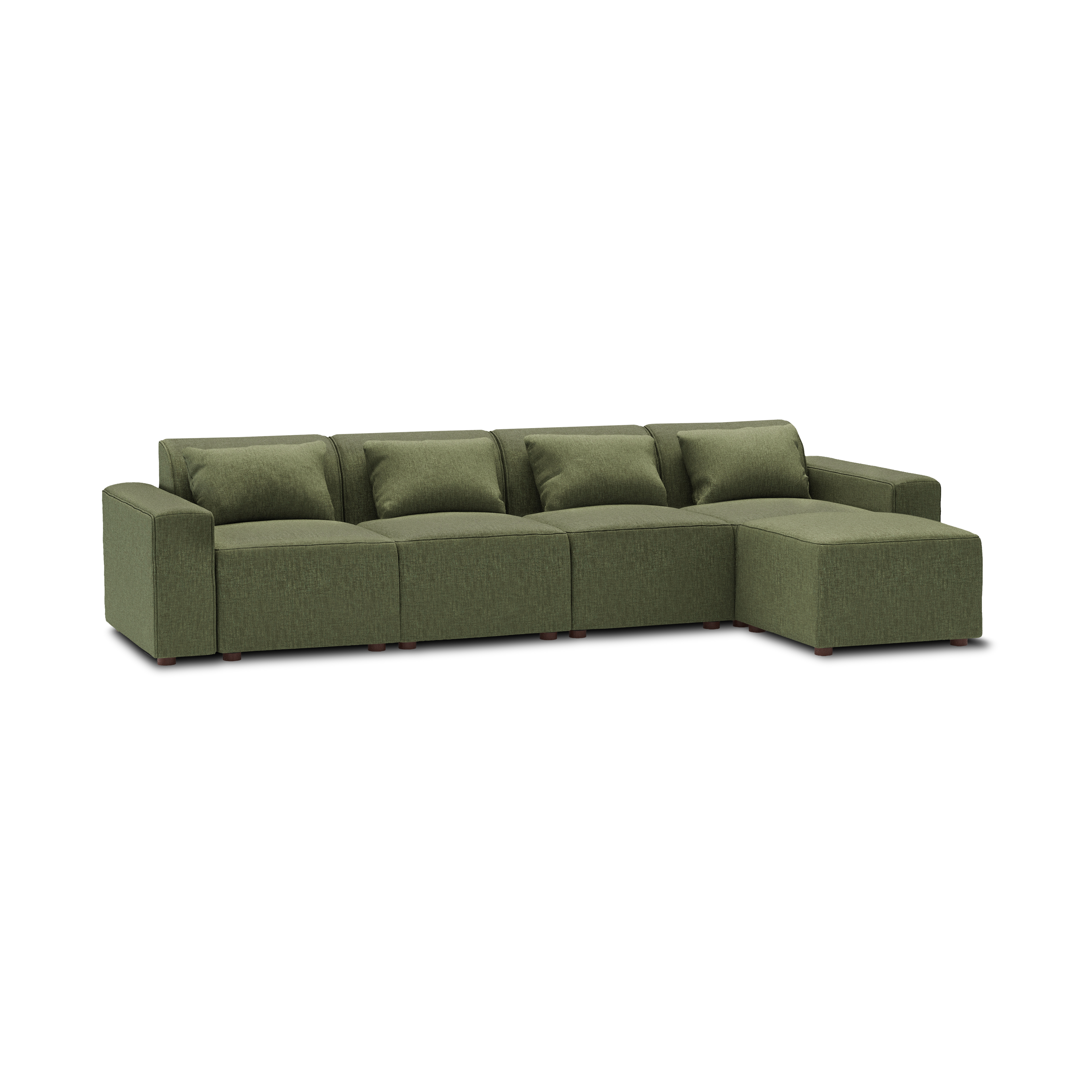Mambo 5-Piece Sectional Lounger - Moss Green - Performance Basketweave / Low