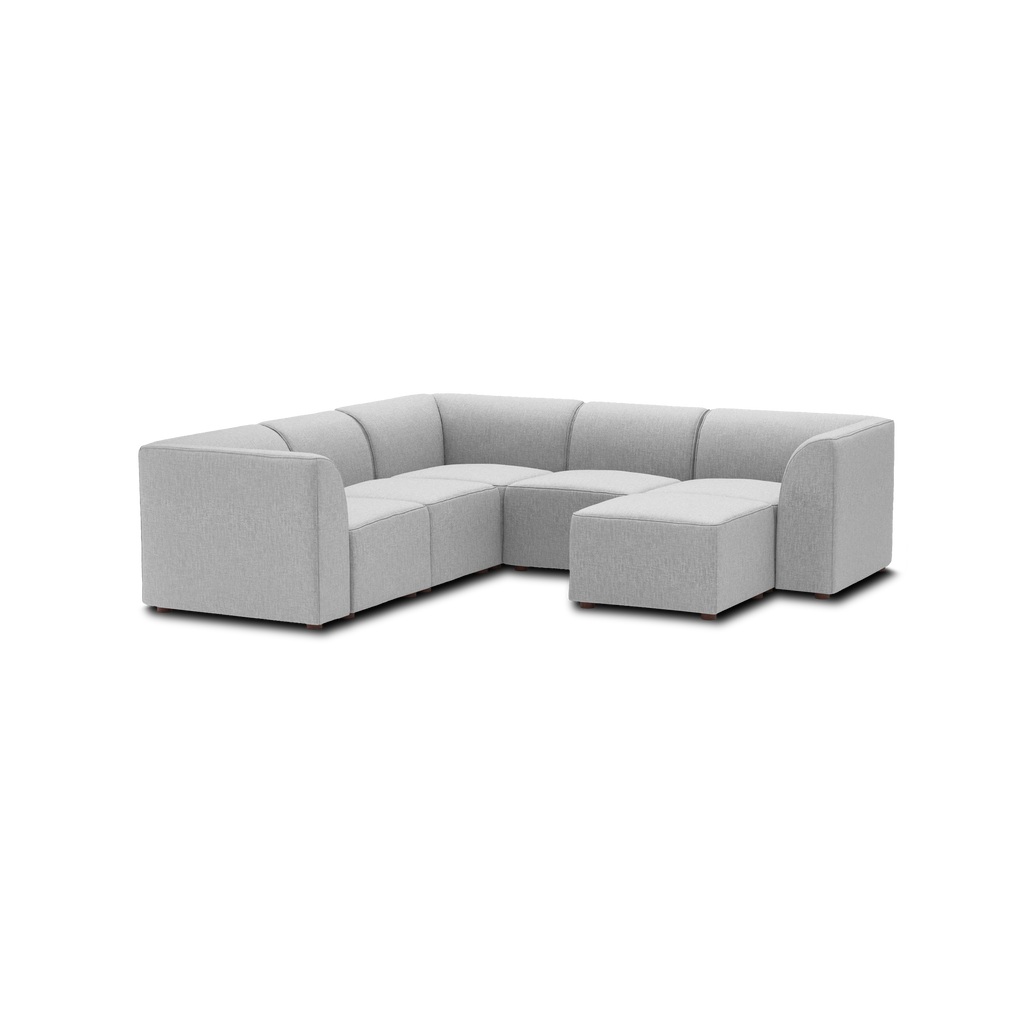 Mambo 5-Piece Sectional - Crushed Gravel - Performance Basketweave / High