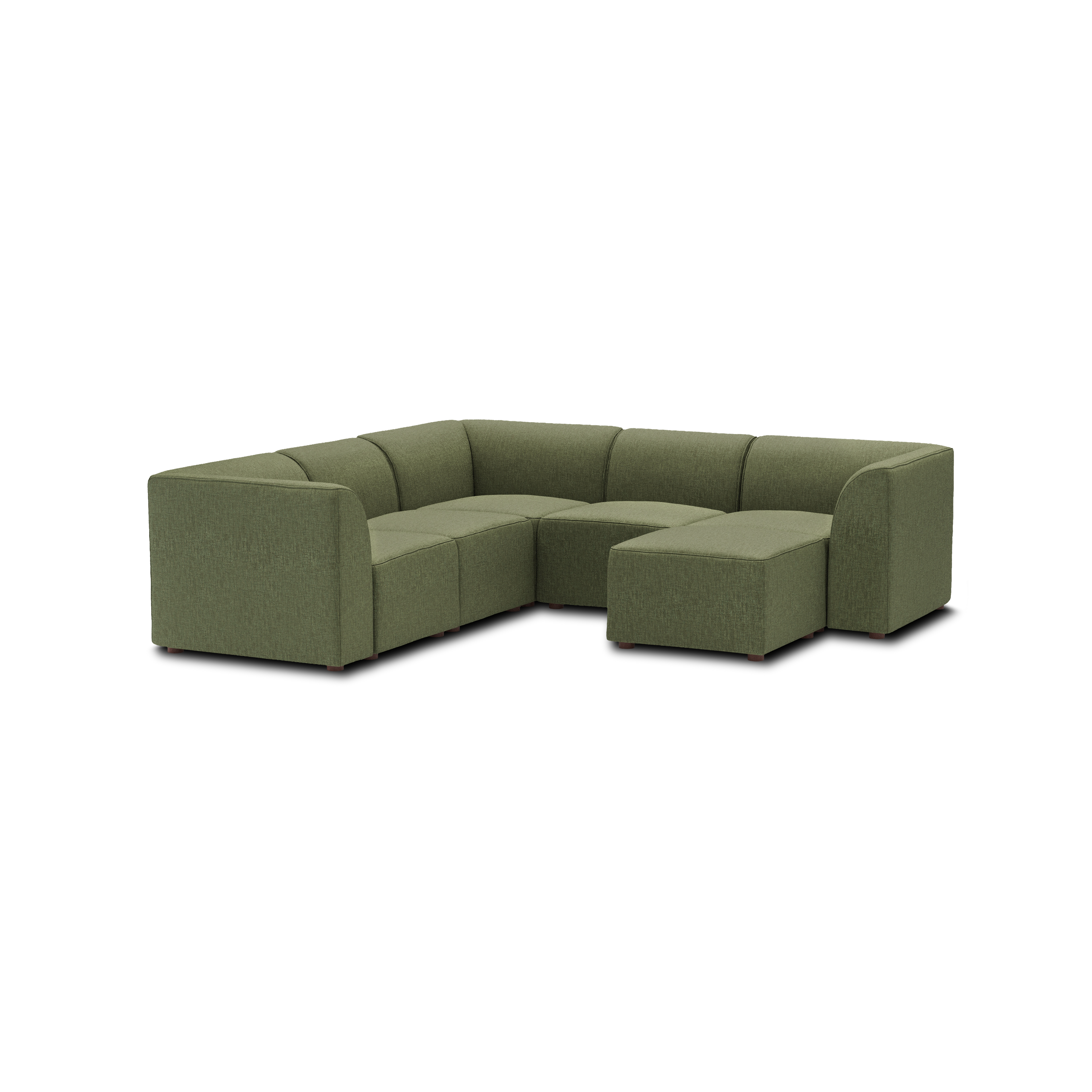 Mambo 5-Piece Sectional - Moss Green - Performance Basketweave / High