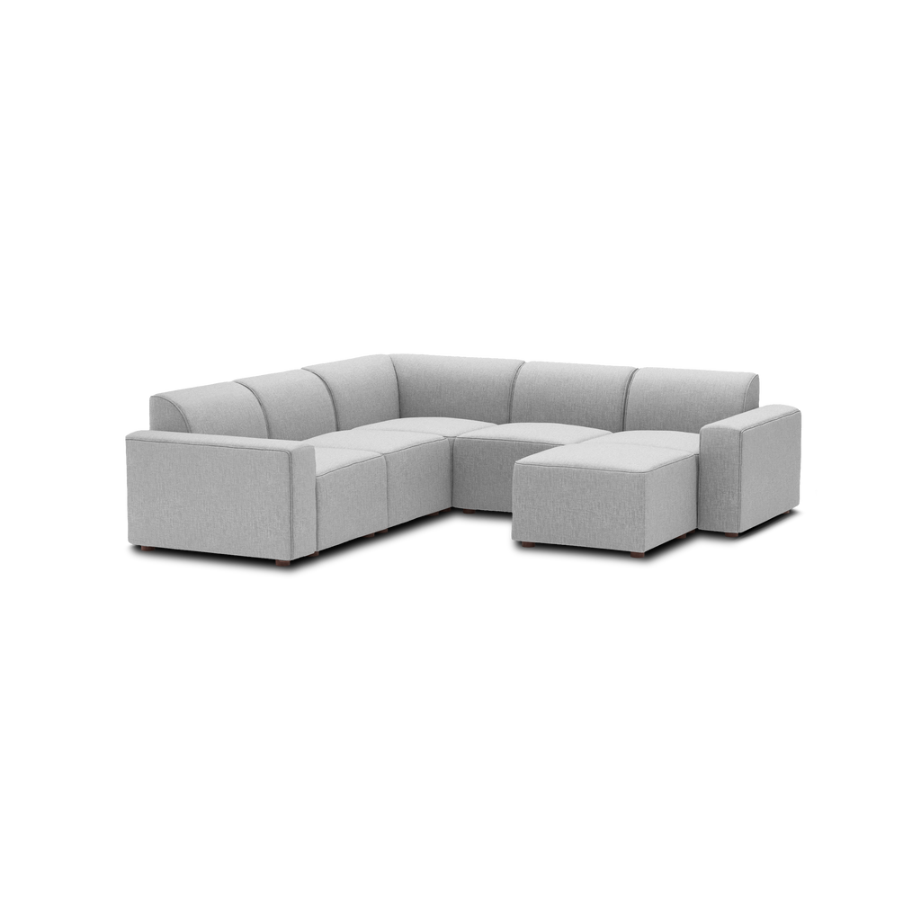 Mambo 5-Piece Sectional - Crushed Gravel - Performance Basketweave / Low