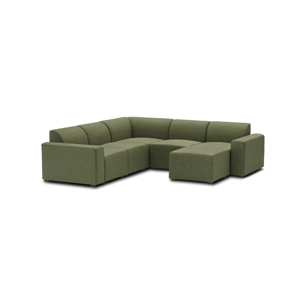 Mambo 5-Piece Sectional - Moss Green - Performance Basketweave / Low