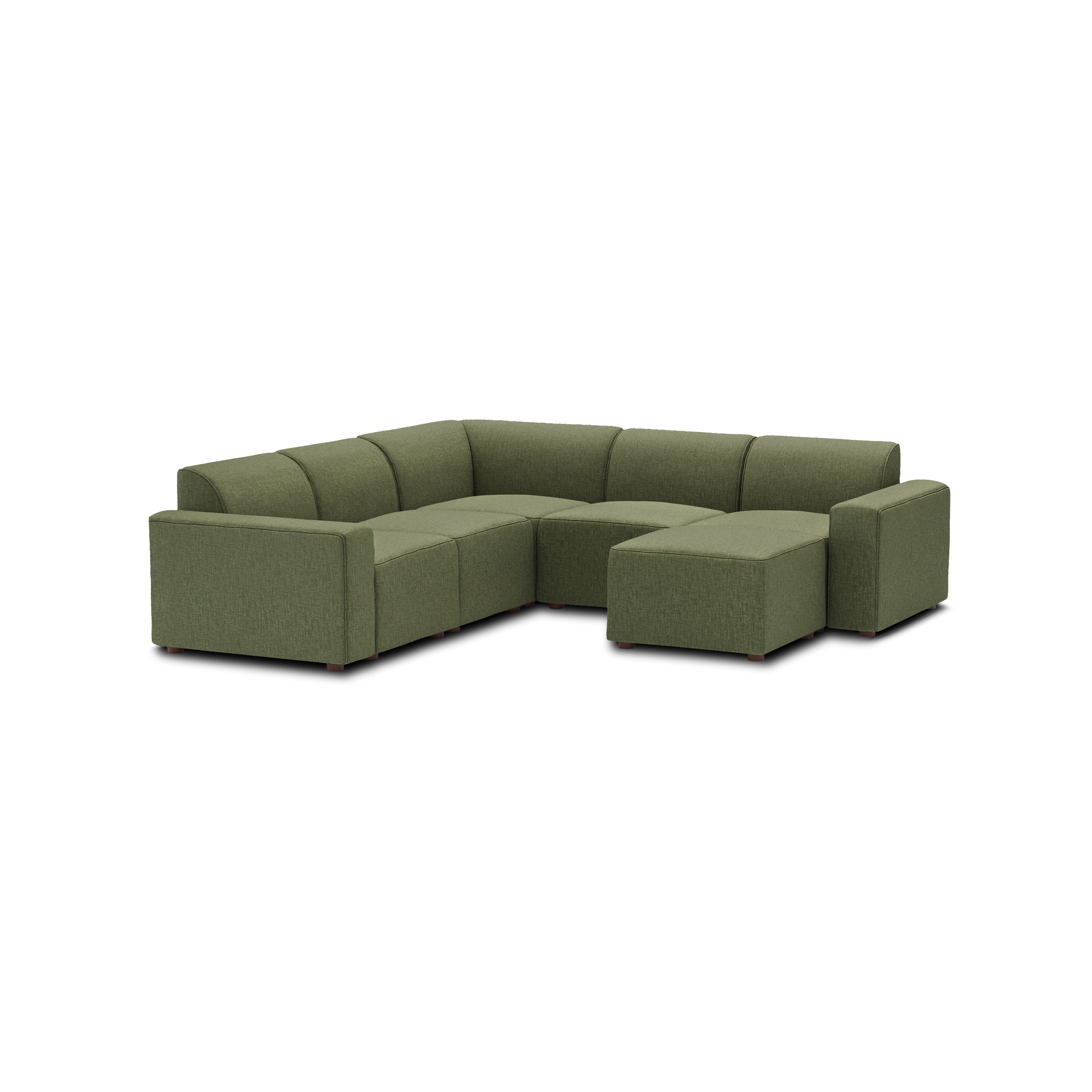 Mambo 5-Piece Sectional - Moss Green - Performance Basketweave / Low
