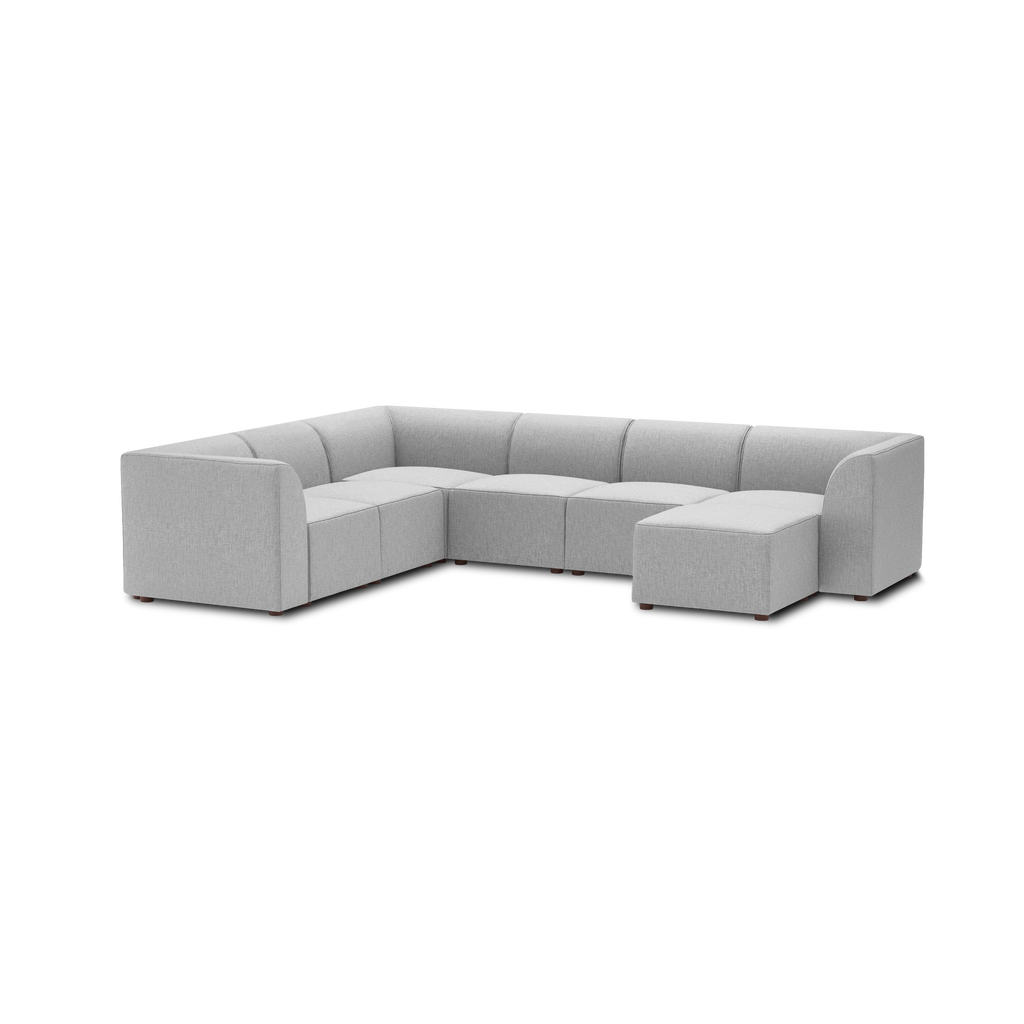 Mambo 6-Piece Sectional - Crushed Gravel - Performance Basketweave / High