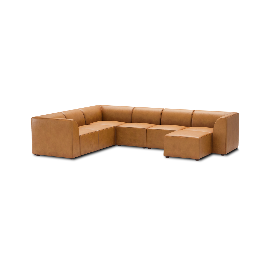 Mambo 6-Piece Sectional - Camel - Top Grain Leather / High