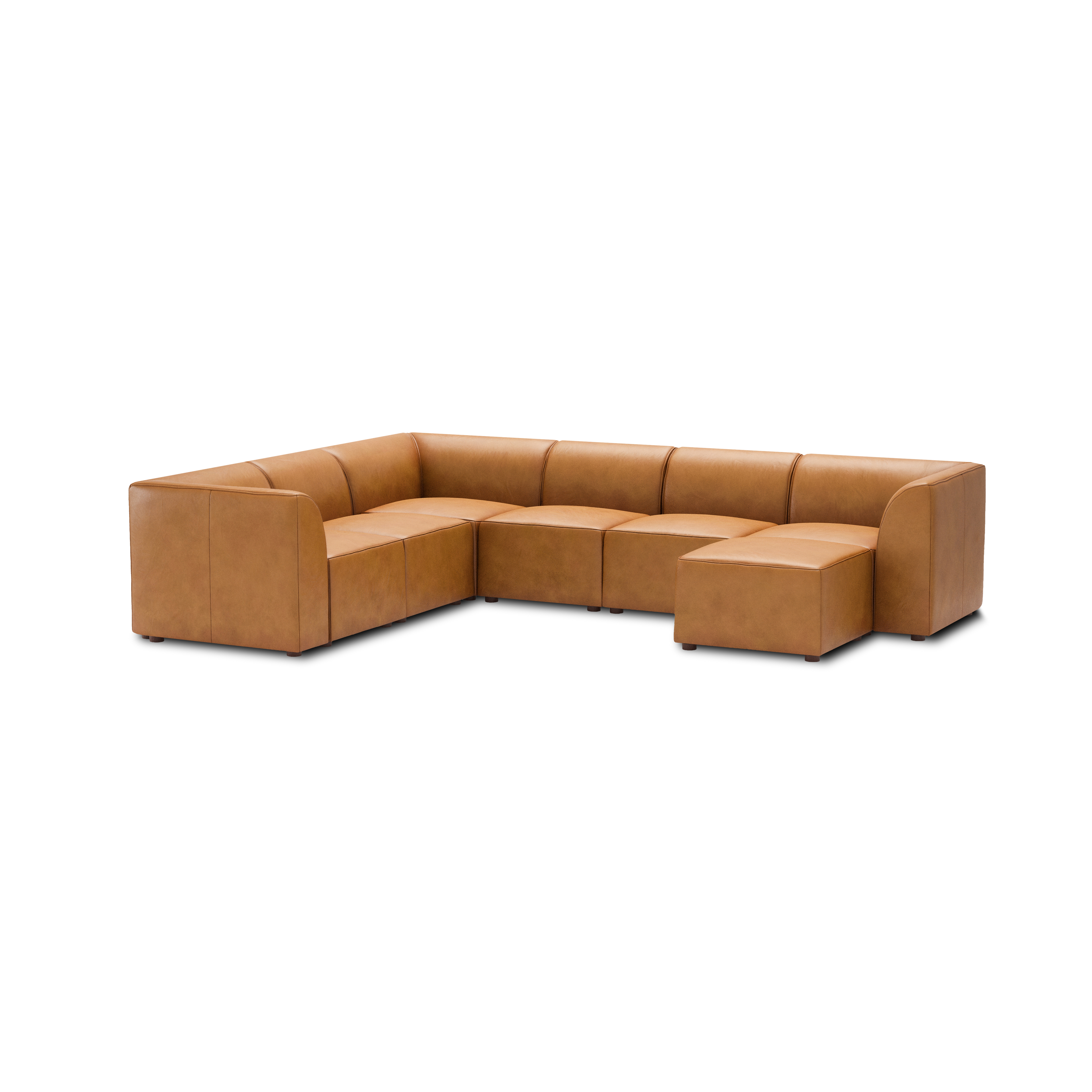 Mambo 6-Piece Sectional - Camel - Top Grain Leather / High