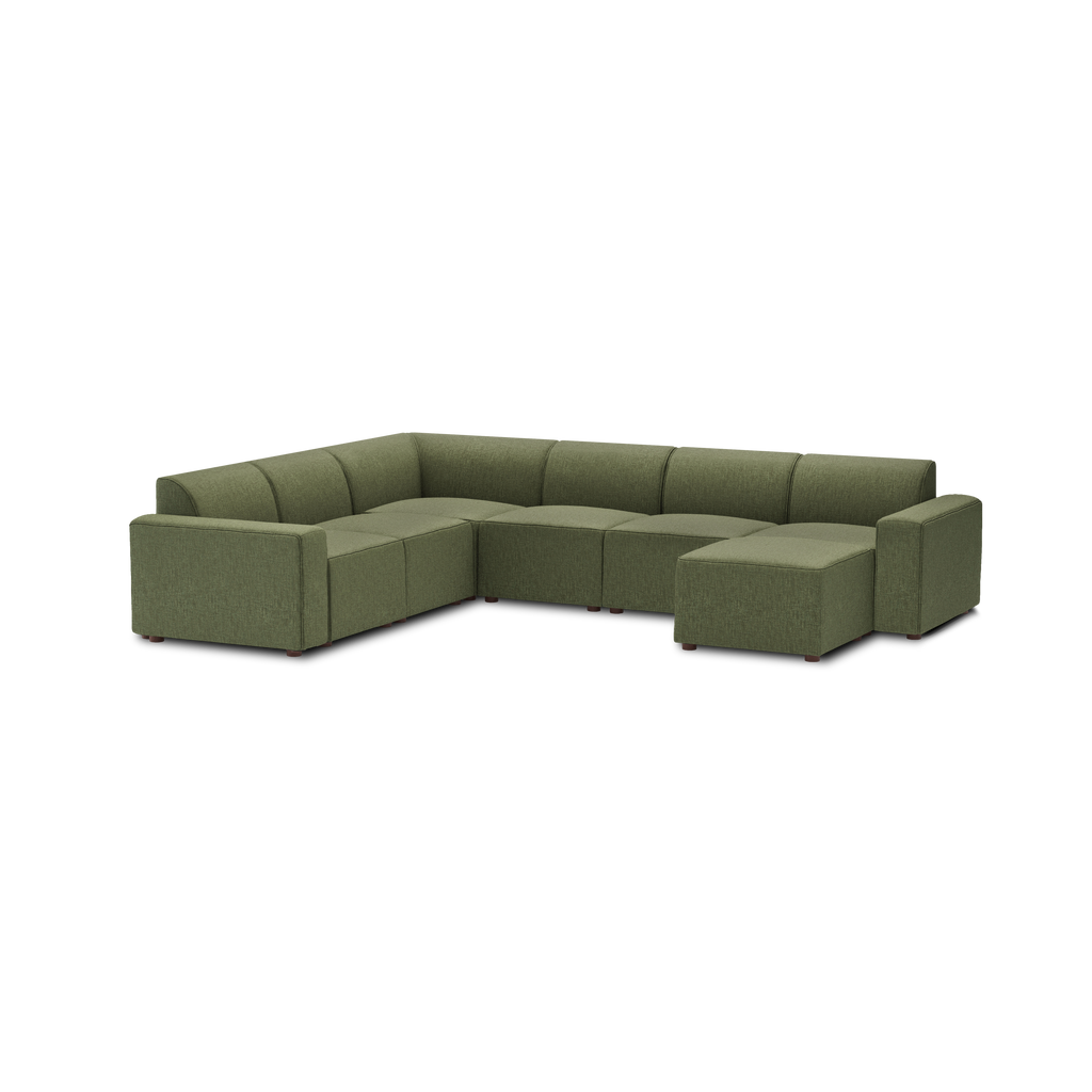 Mambo 6-Piece Sectional - Moss Green - Performance Basketweave / Low