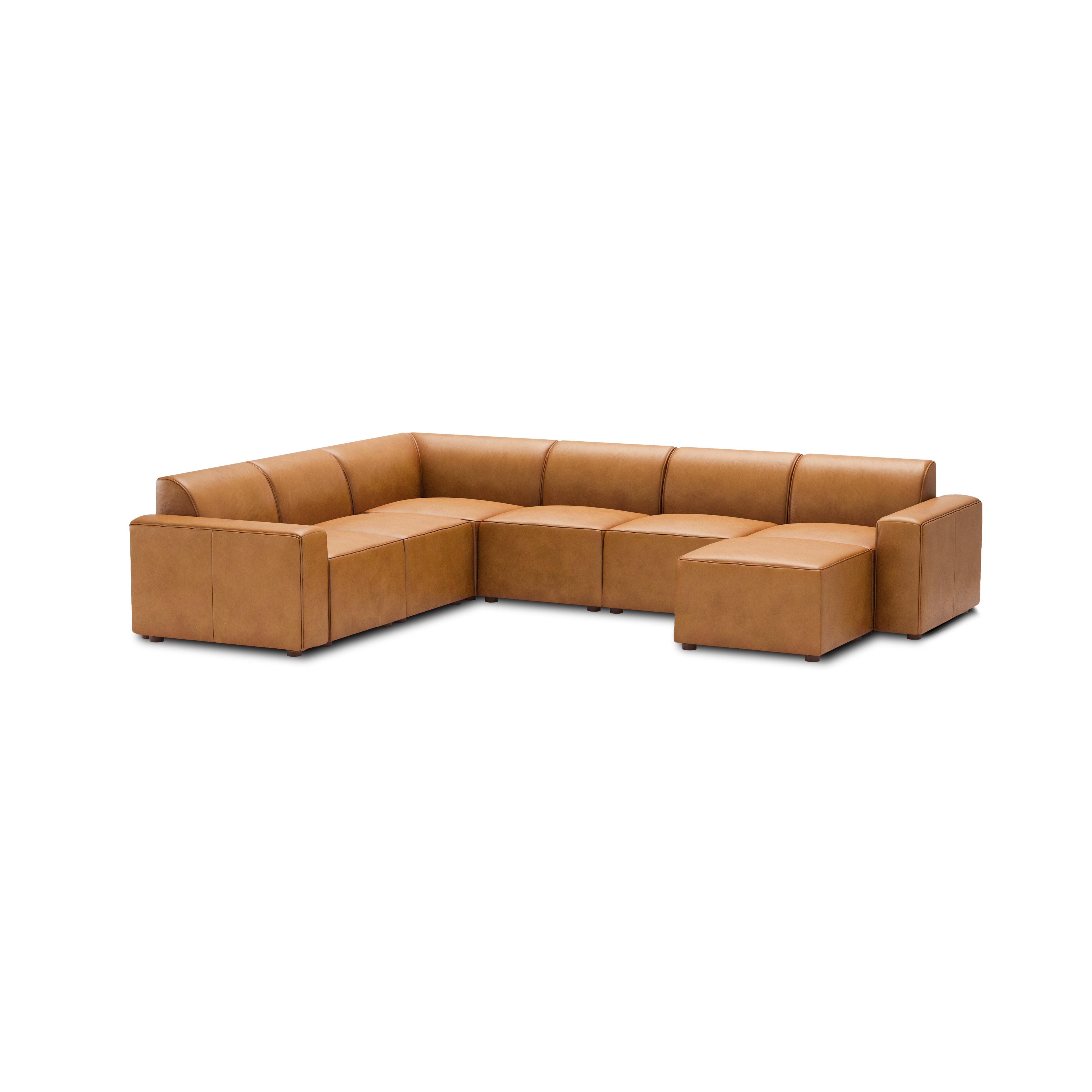 Mambo 6-Piece Sectional - Camel - Top Grain Leather / Low