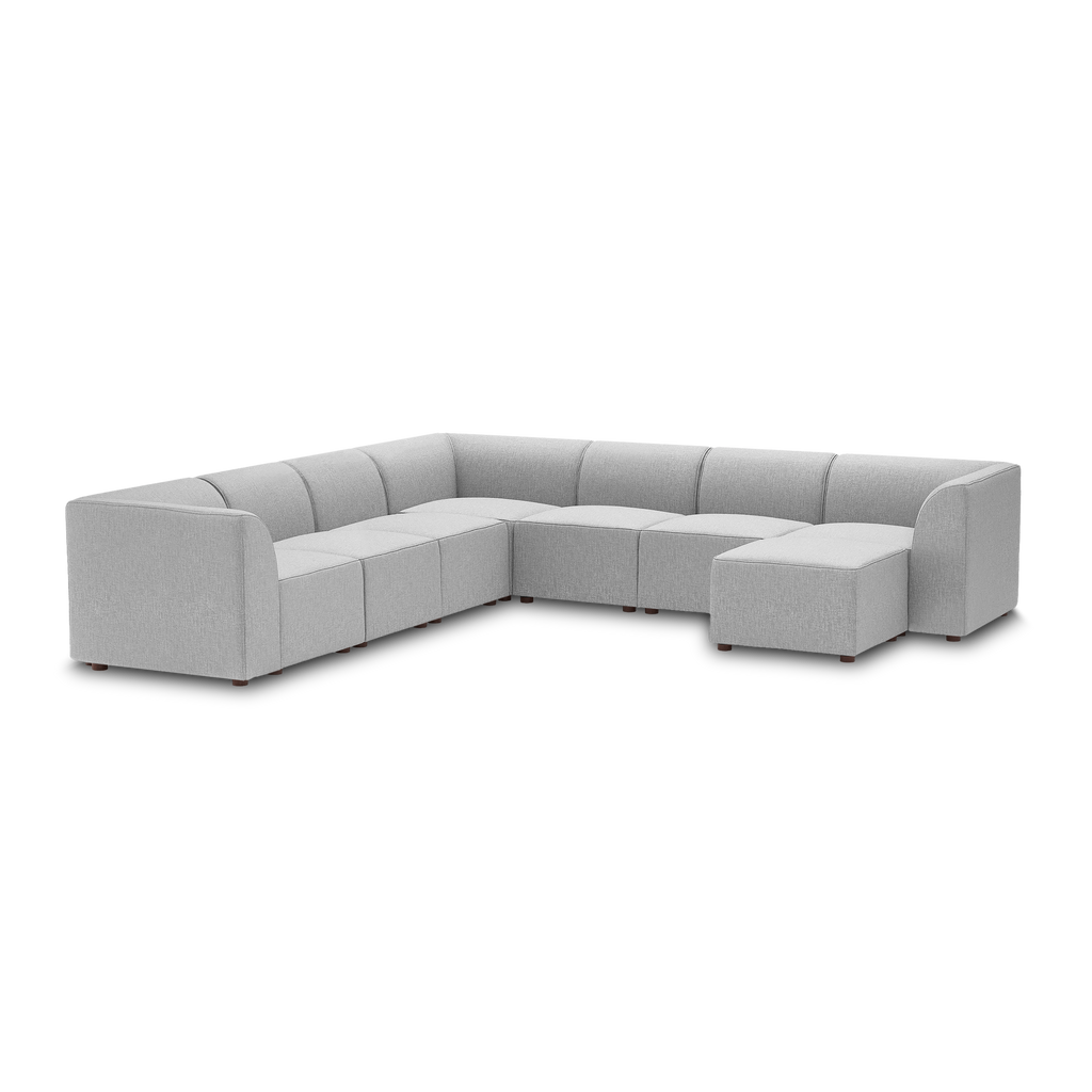 Mambo 7-Piece Sectional - Crushed Gravel - Performance Basketweave / High