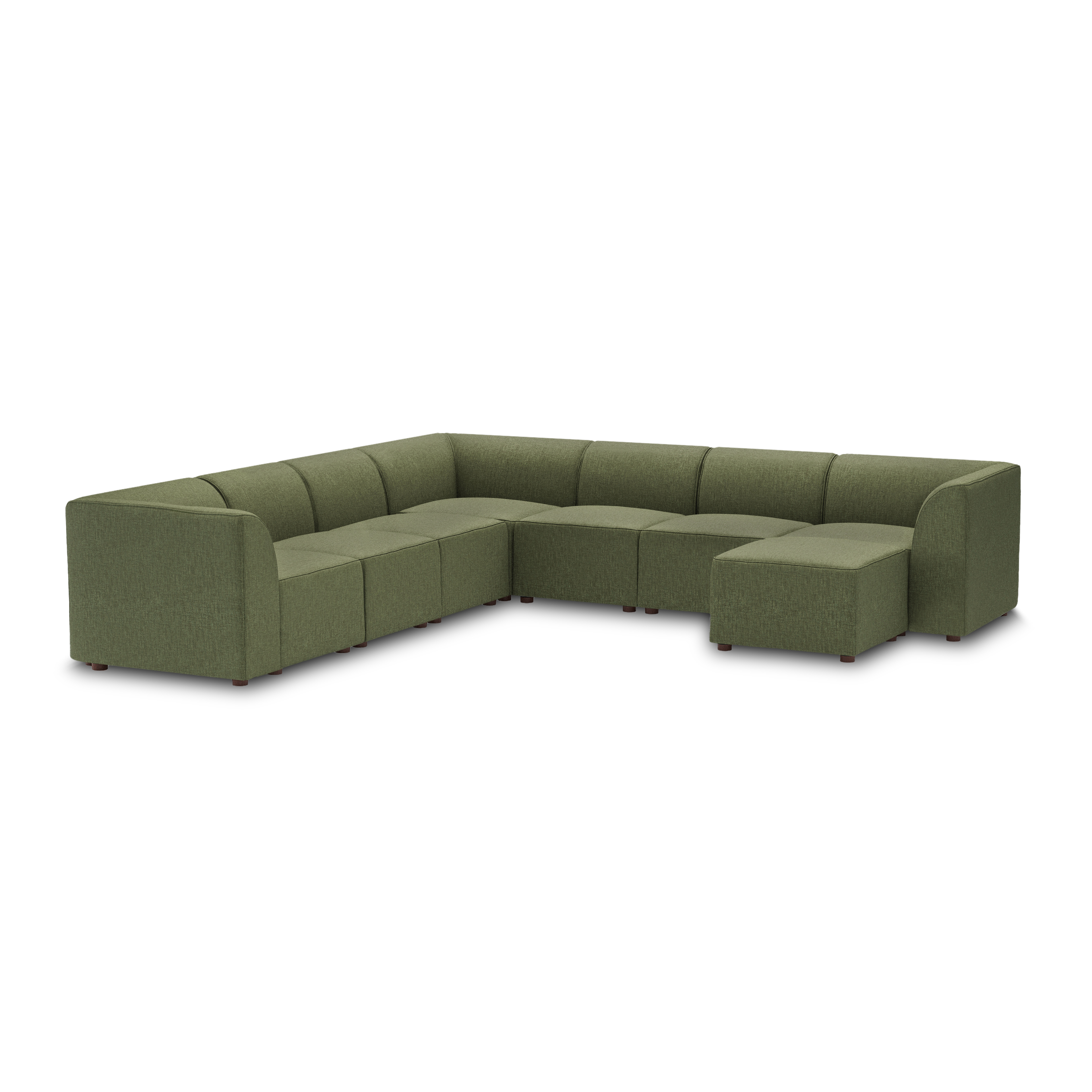 Mambo 7-Piece Sectional - Moss Green - Performance Basketweave / High