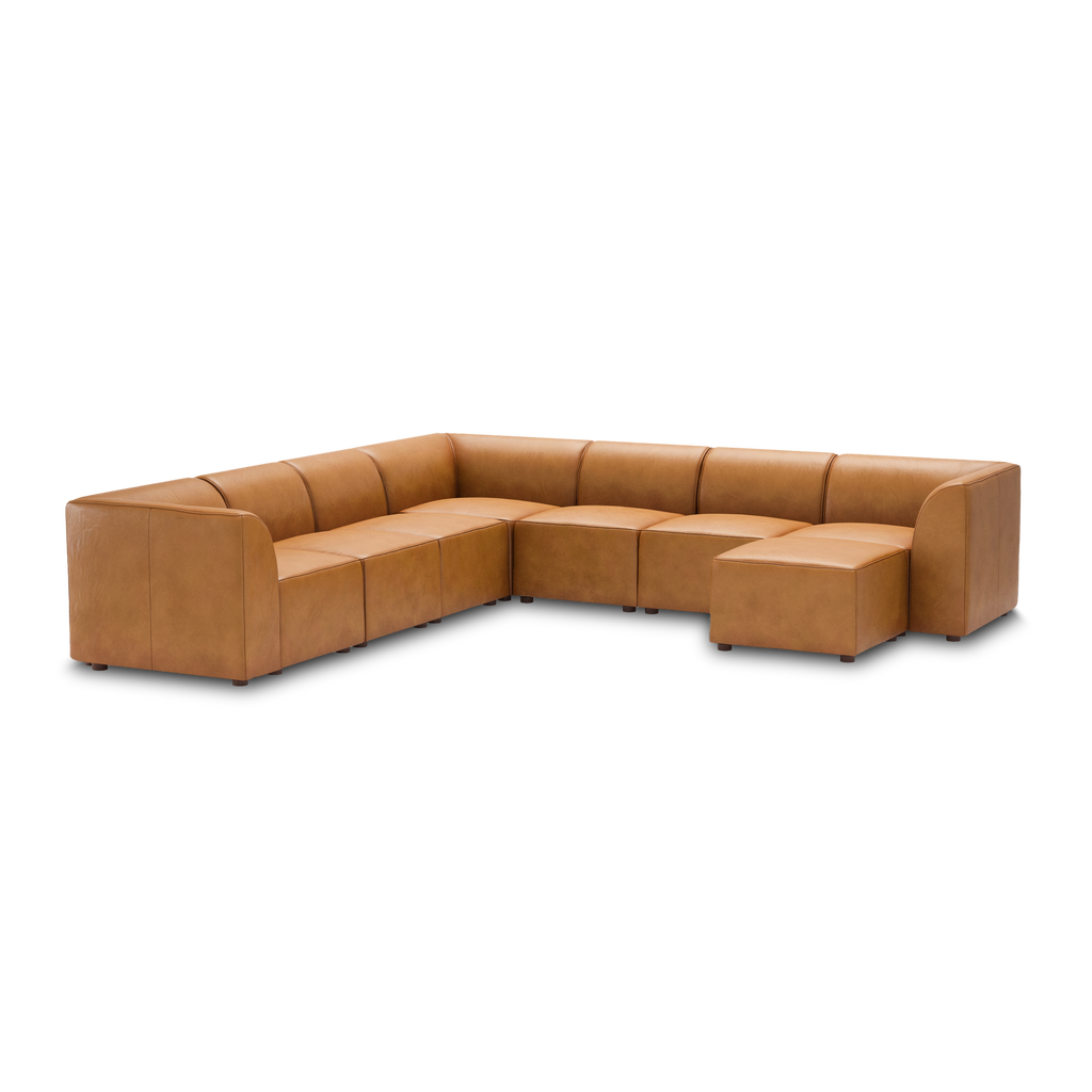 Mambo 7-Piece Sectional - Camel - Top Grain Leather / High