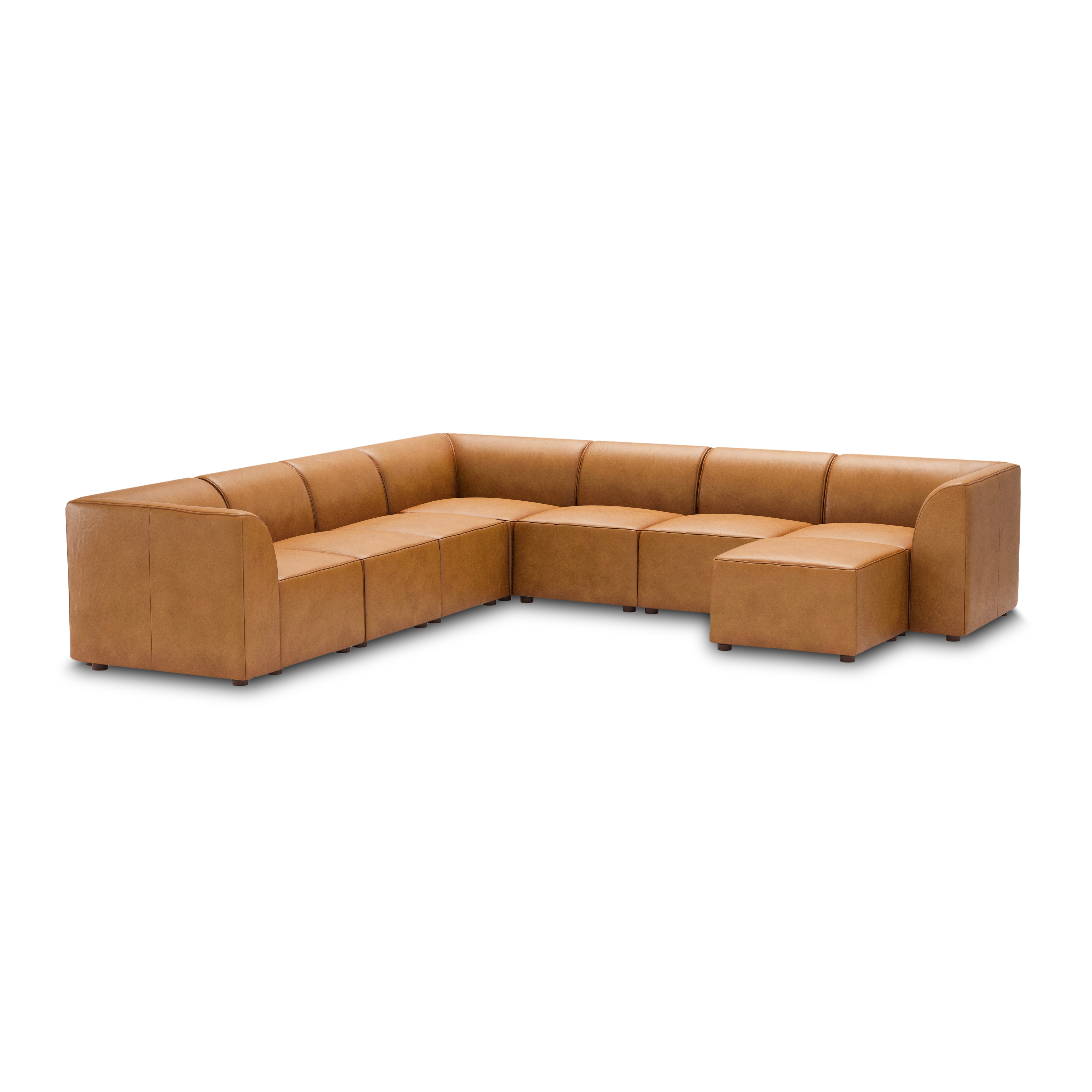 Mambo 7-Piece Sectional - Camel - Top Grain Leather / High