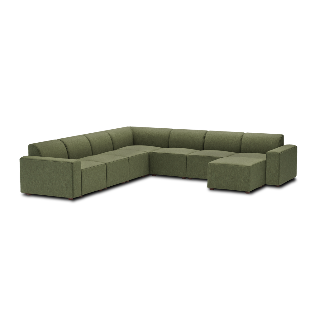 Mambo 7-Piece Sectional - Moss Green - Performance Basketweave / Low