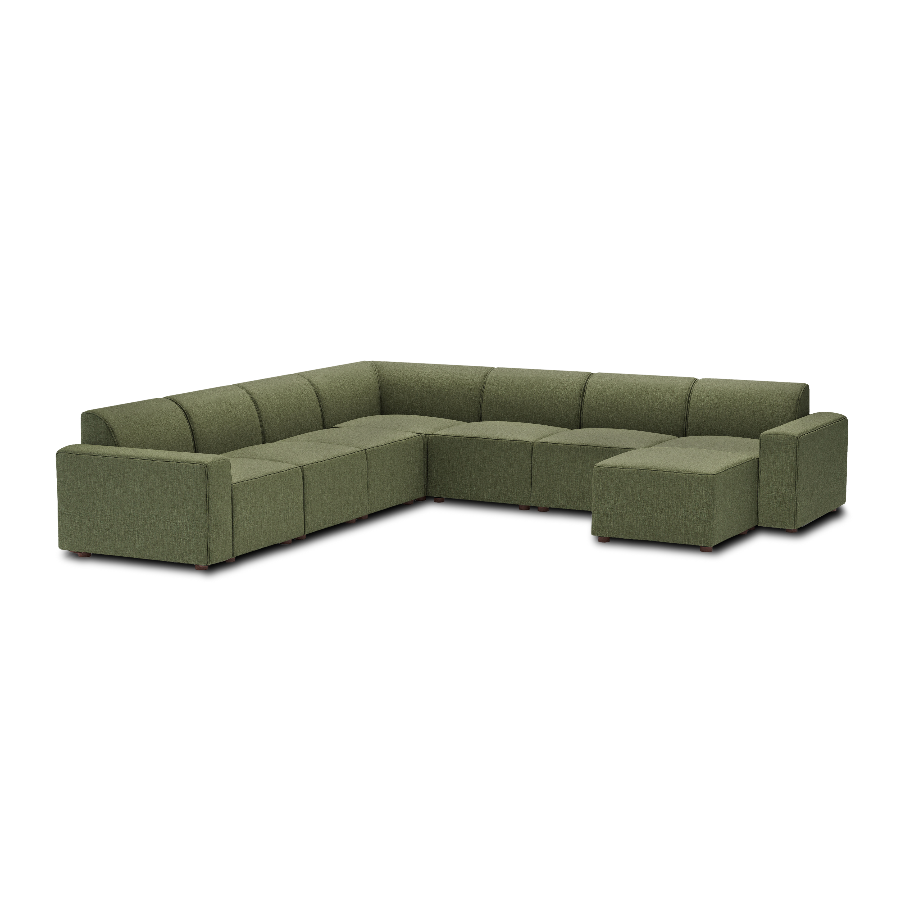 Mambo 7-Piece Sectional - Moss Green - Performance Basketweave / Low
