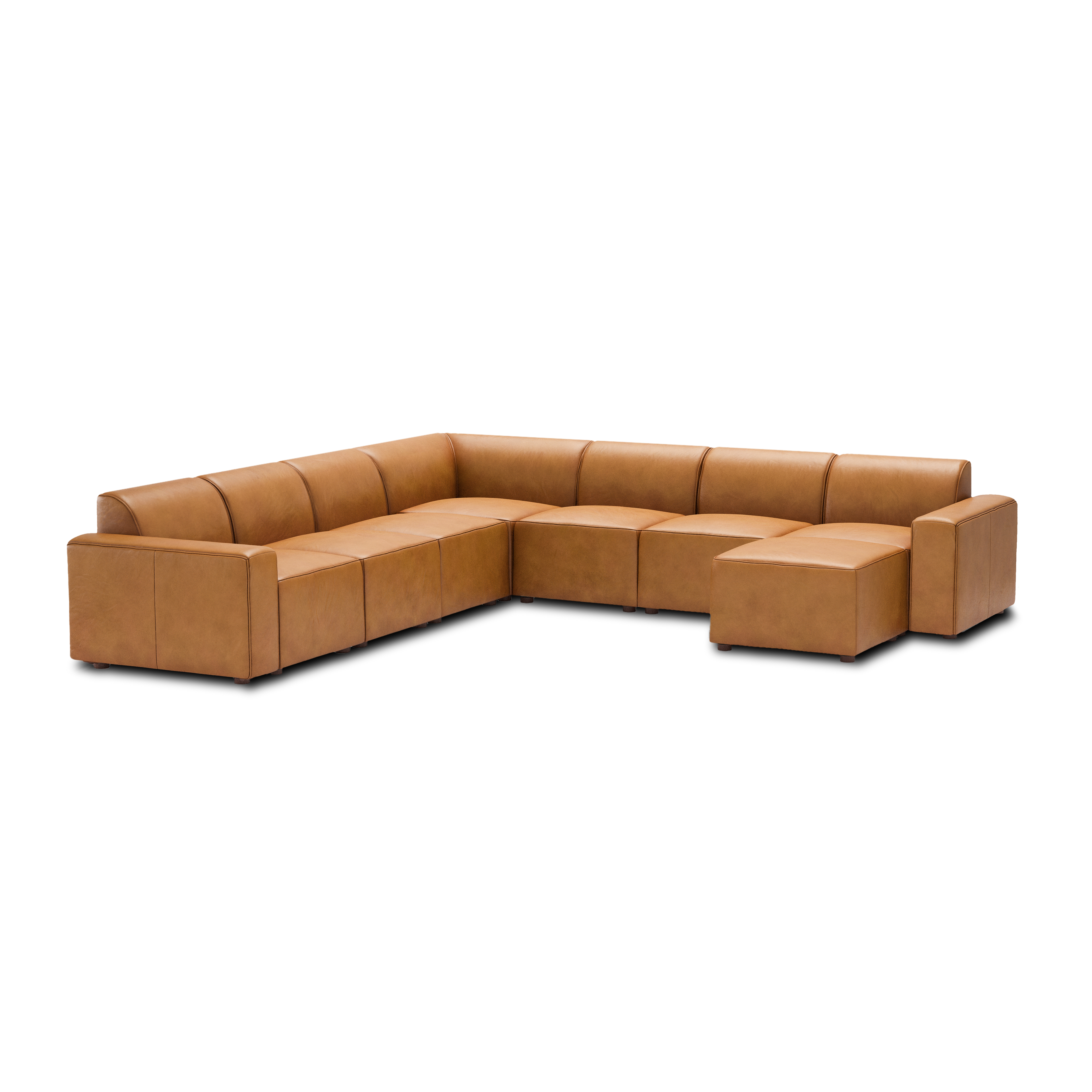 Mambo 7-Piece Sectional - Camel - Top Grain Leather / Low