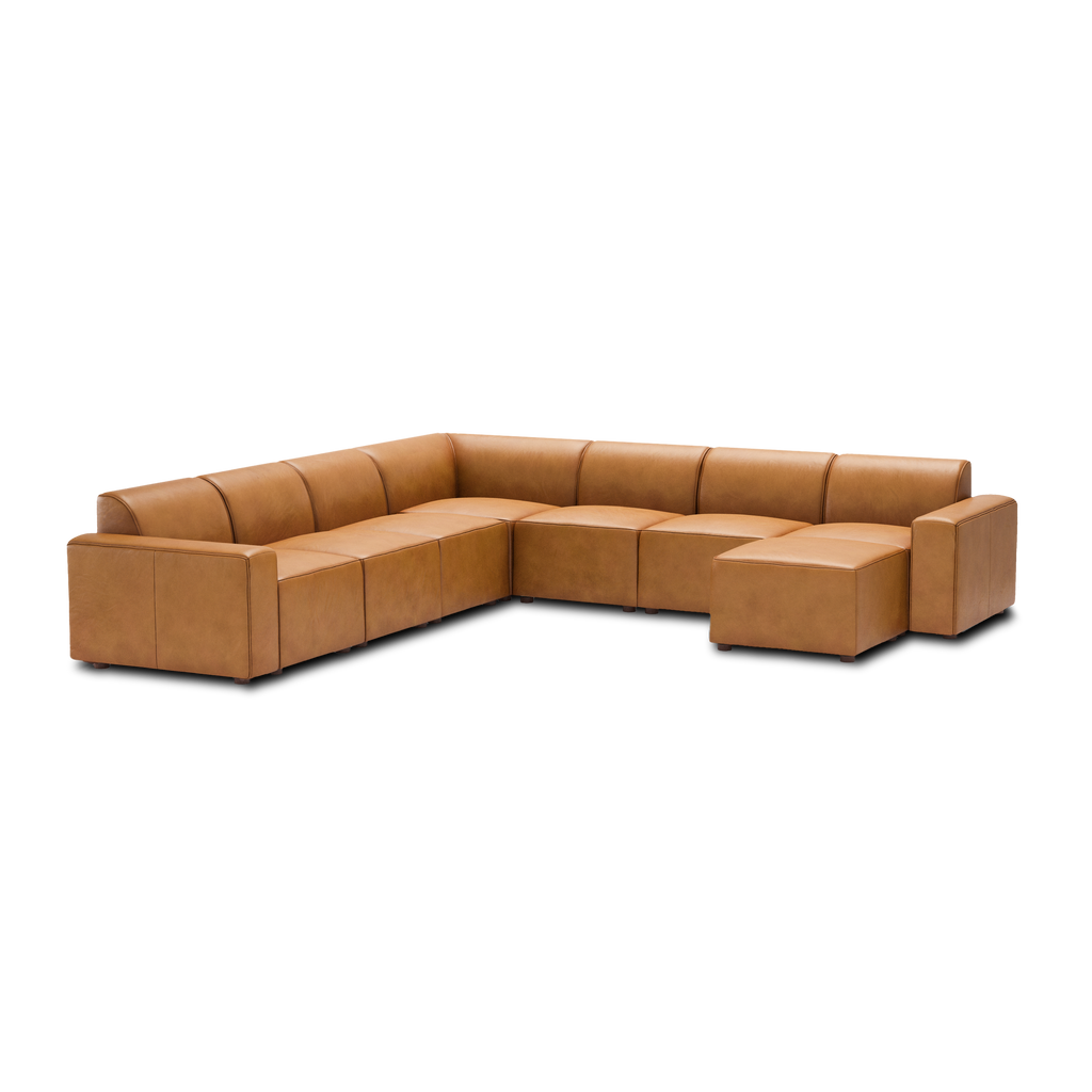 Mambo 7-Piece Sectional - Camel - Top Grain Leather / Low