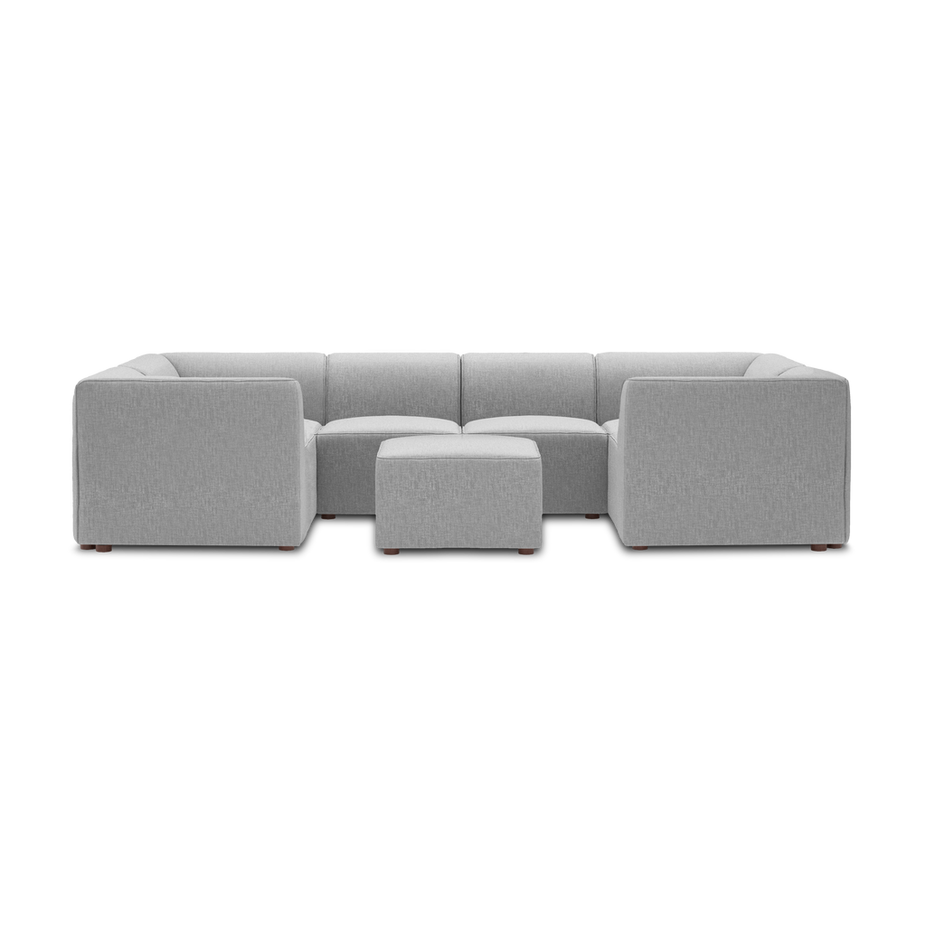 Mambo 6-Piece U-Sectional - Crushed Gravel - Performance Basketweave / High