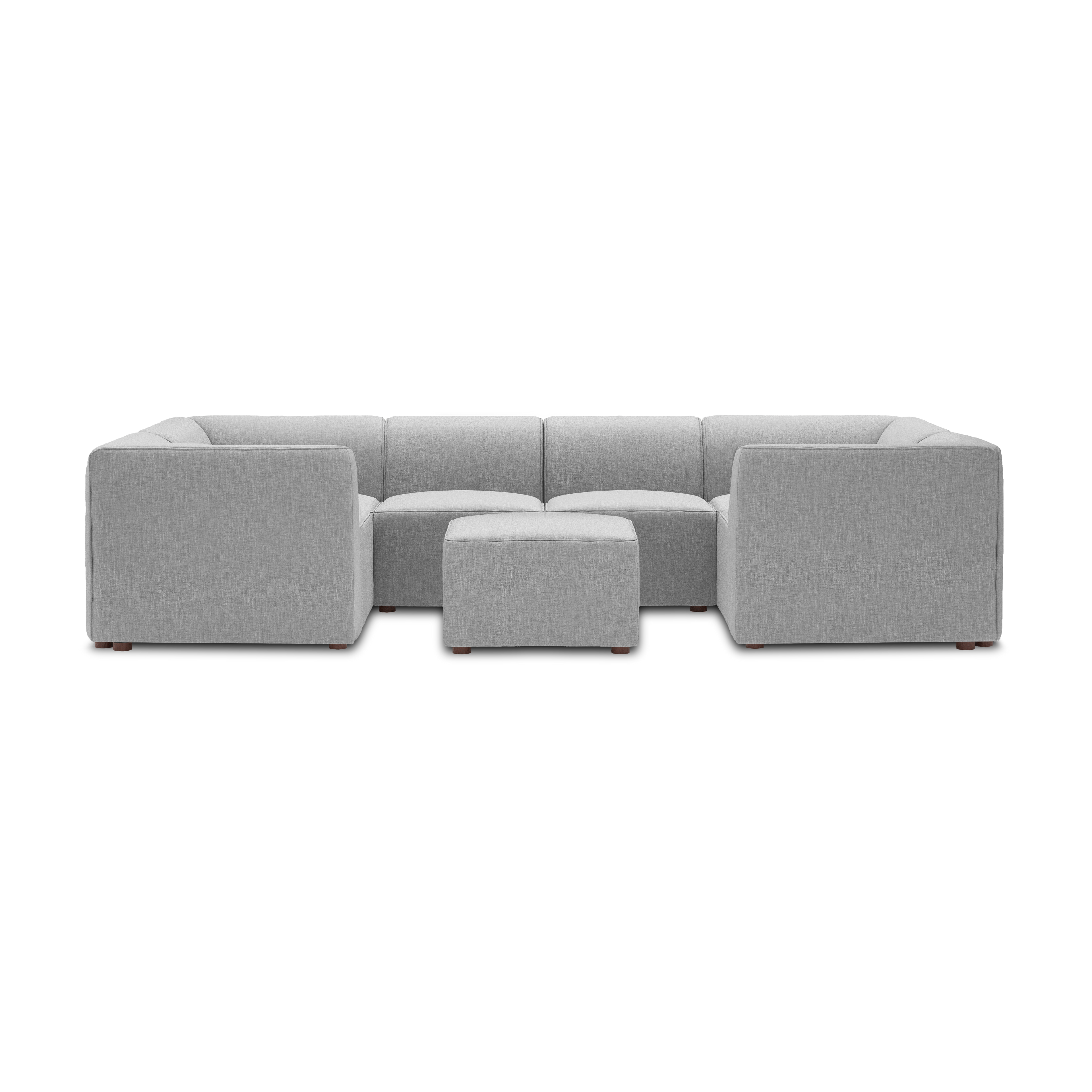 Mambo 6-Piece U-Sectional - Crushed Gravel - Performance Basketweave / High