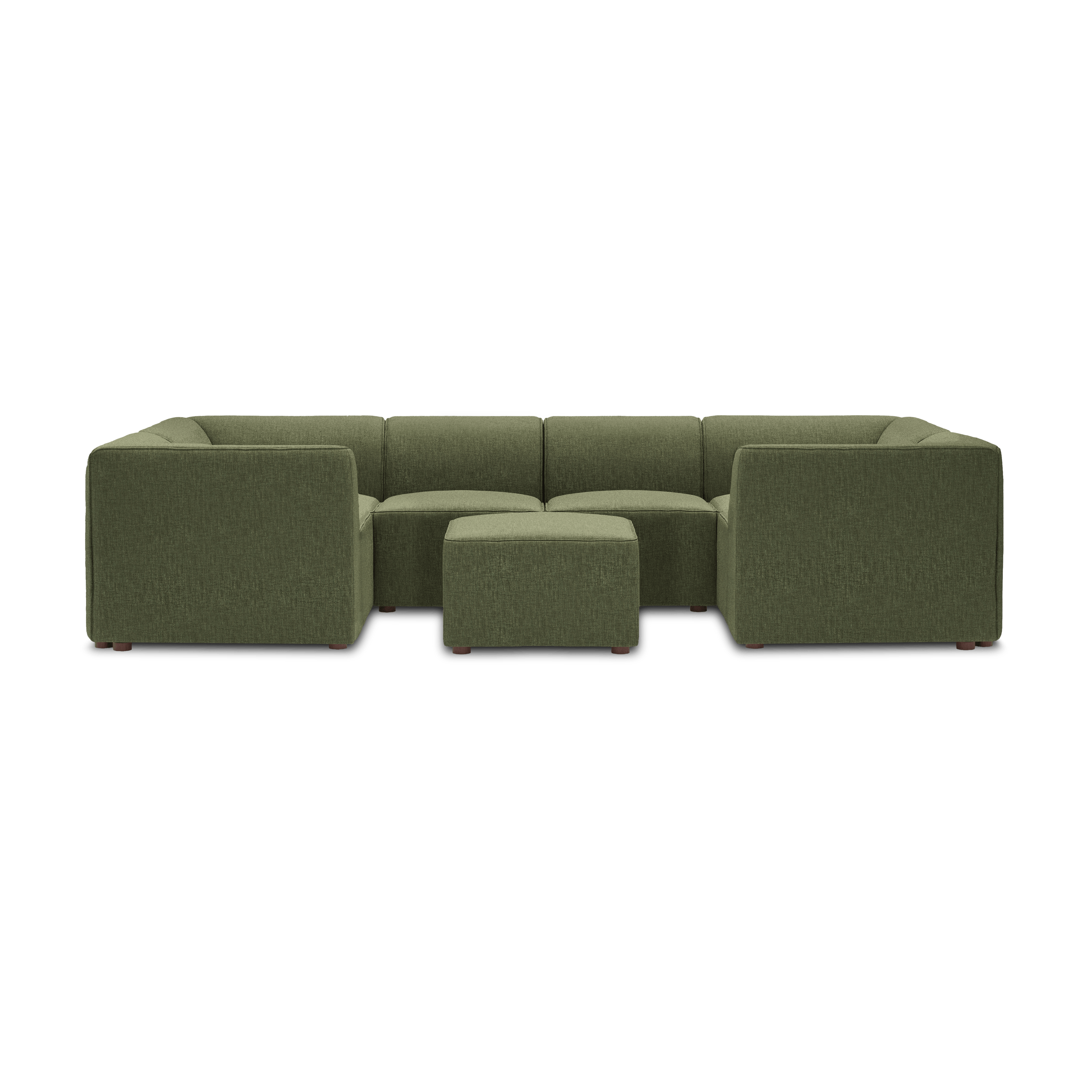 Mambo 6-Piece U-Sectional - Moss Green - Performance Basketweave / High