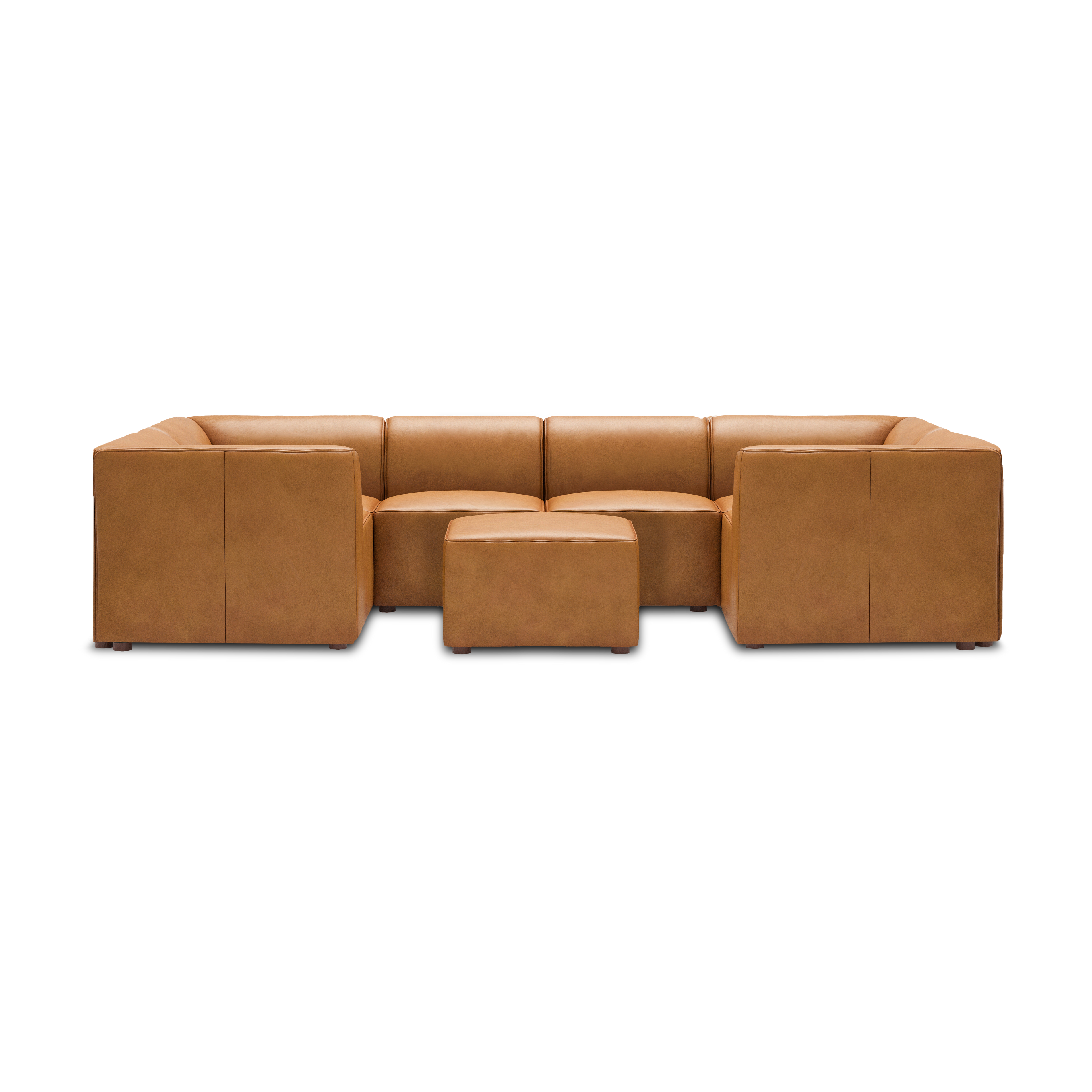 Mambo 6-Piece U-Sectional - Camel - Top Grain Leather / High
