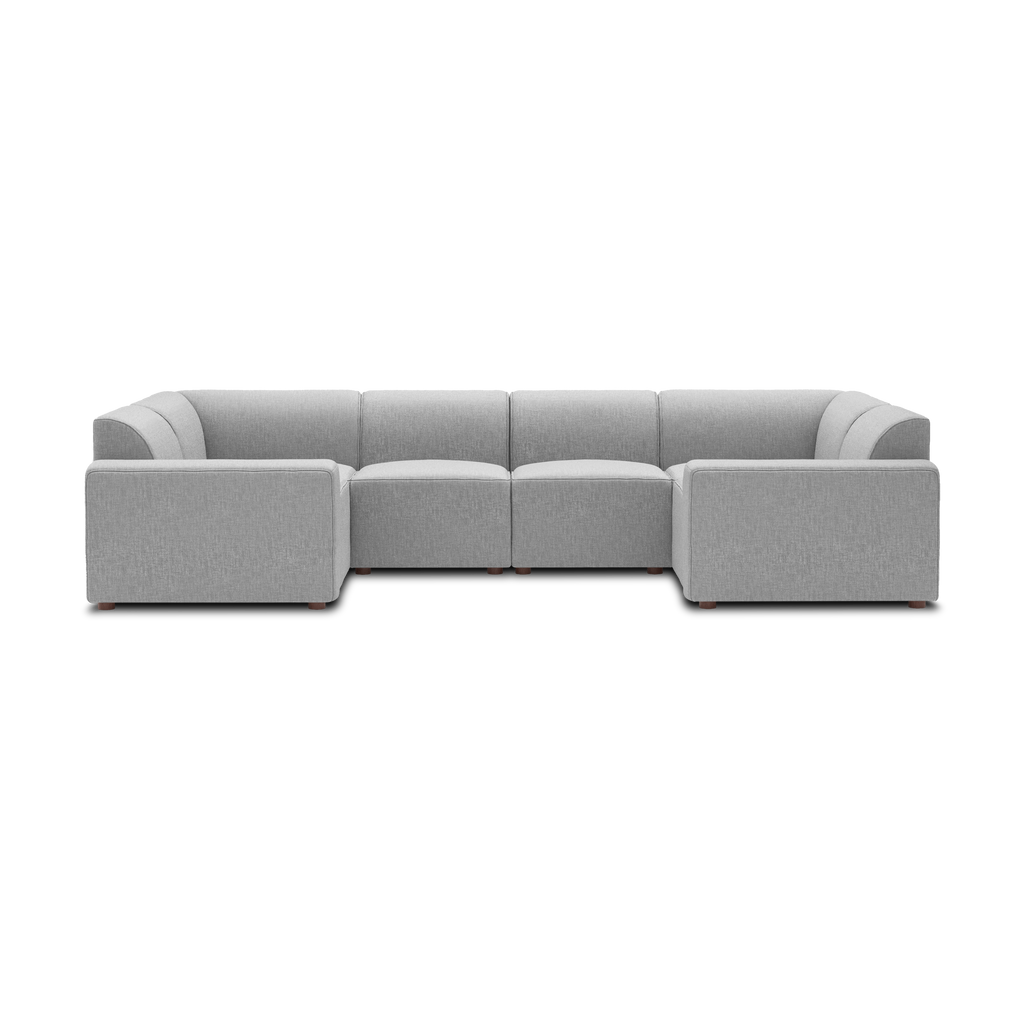 Mambo 6-Piece U-Sectional - Crushed Gravel - Performance Basketweave / Low