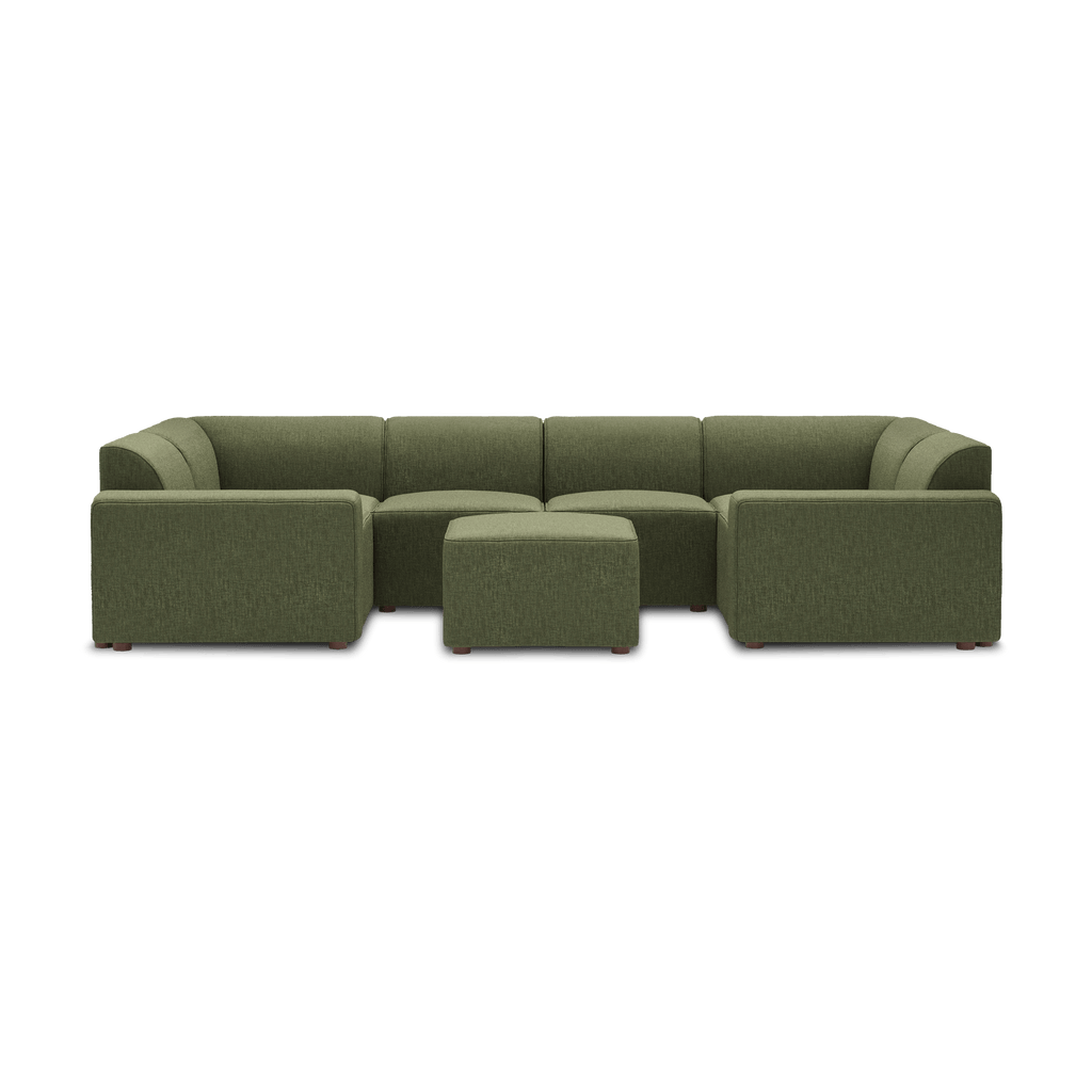 Mambo 6-Piece U-Sectional - Moss Green - Performance Basketweave / Low