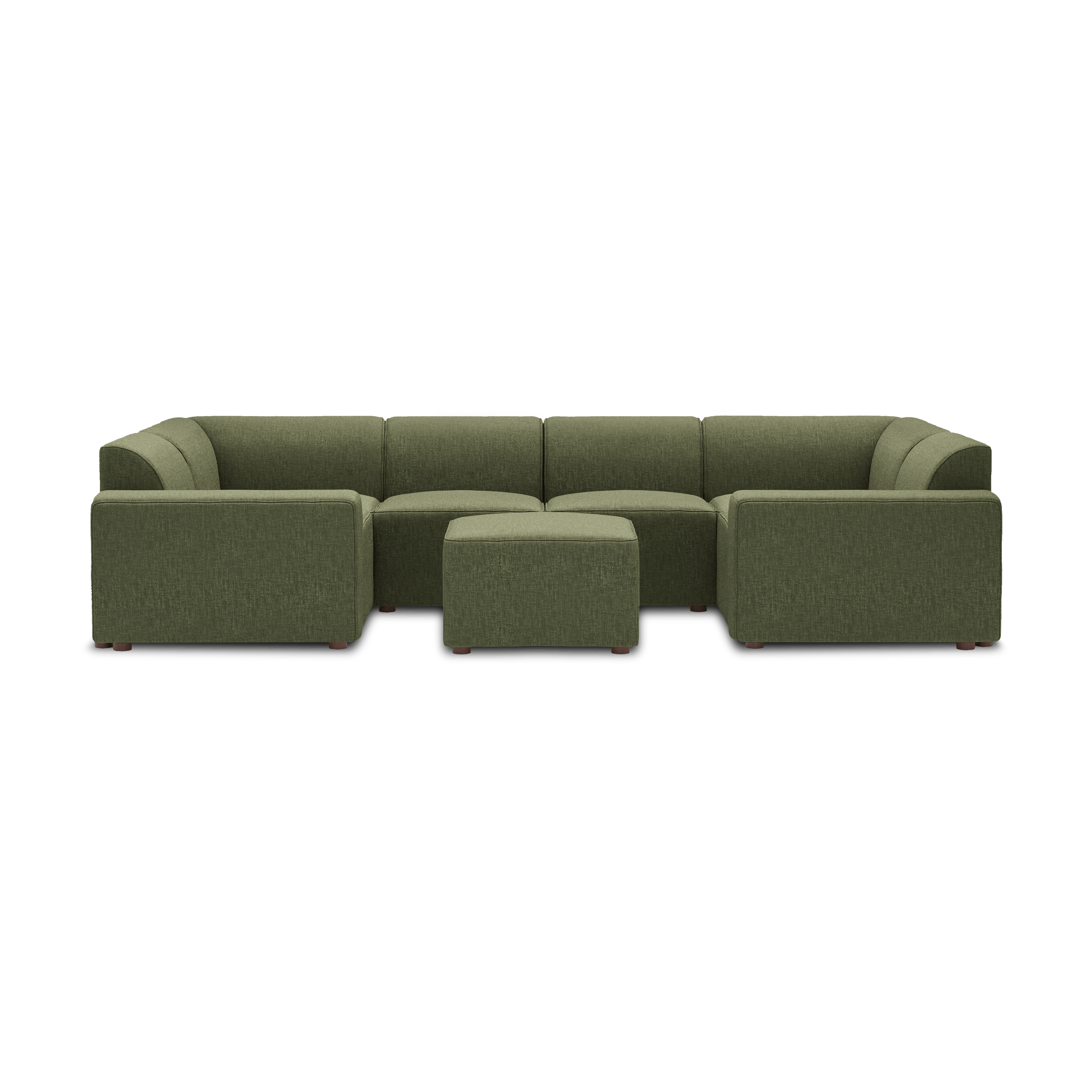 Mambo 6-Piece U-Sectional - Moss Green - Performance Basketweave / Low