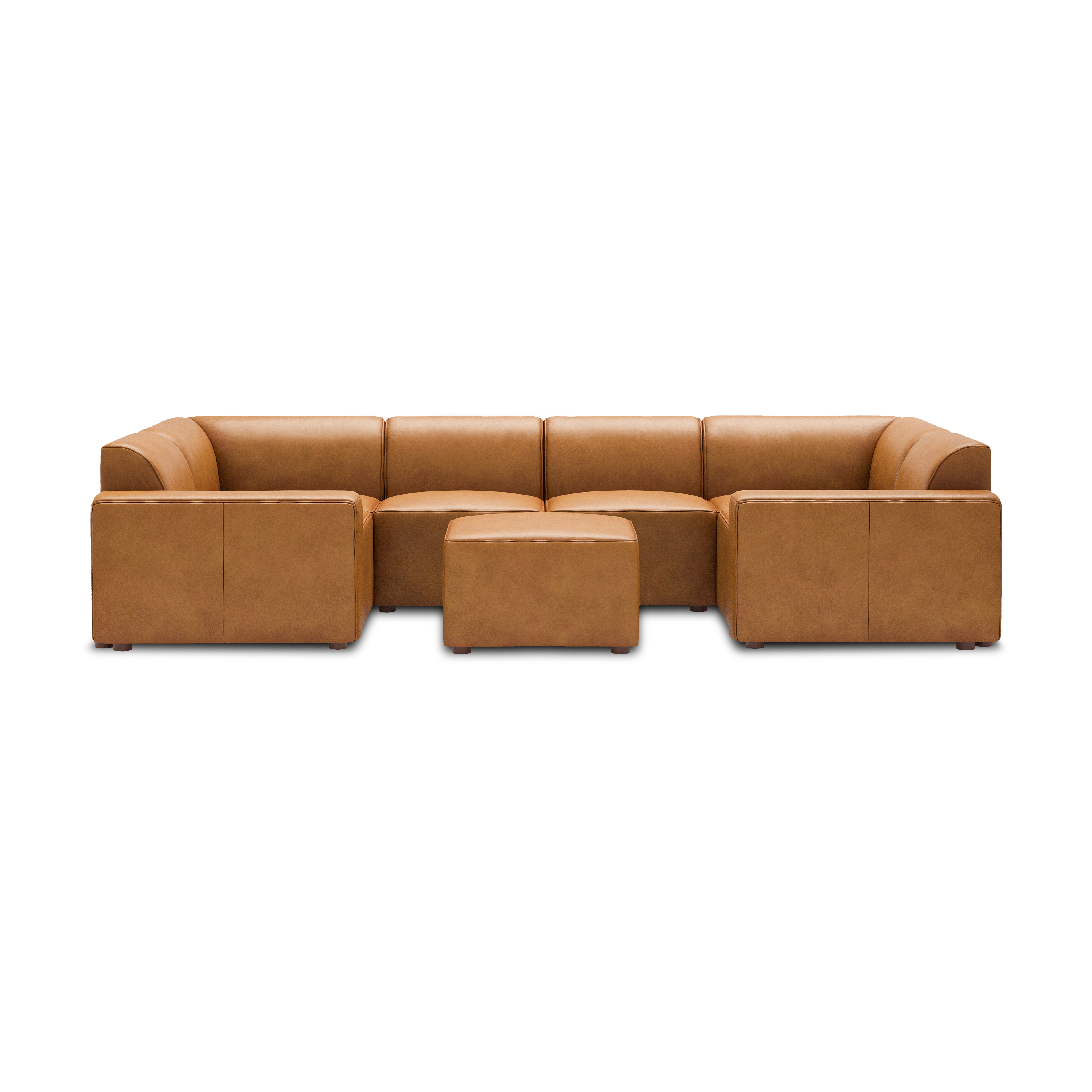 Mambo 6-Piece U-Sectional - Camel - Top Grain Leather / Low