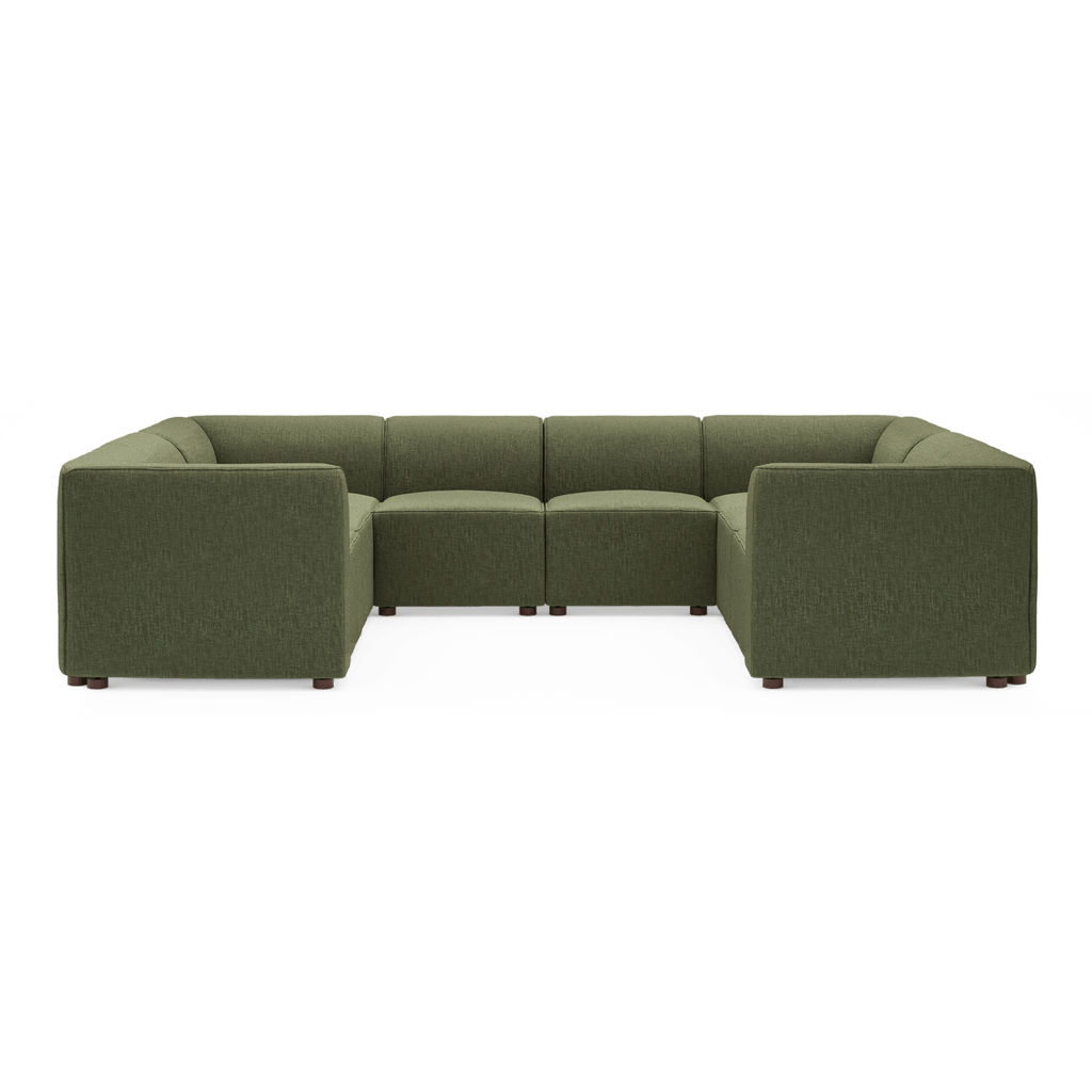 Mambo 8-Piece U-Sectional - Moss Green - Performance Basketweave / High