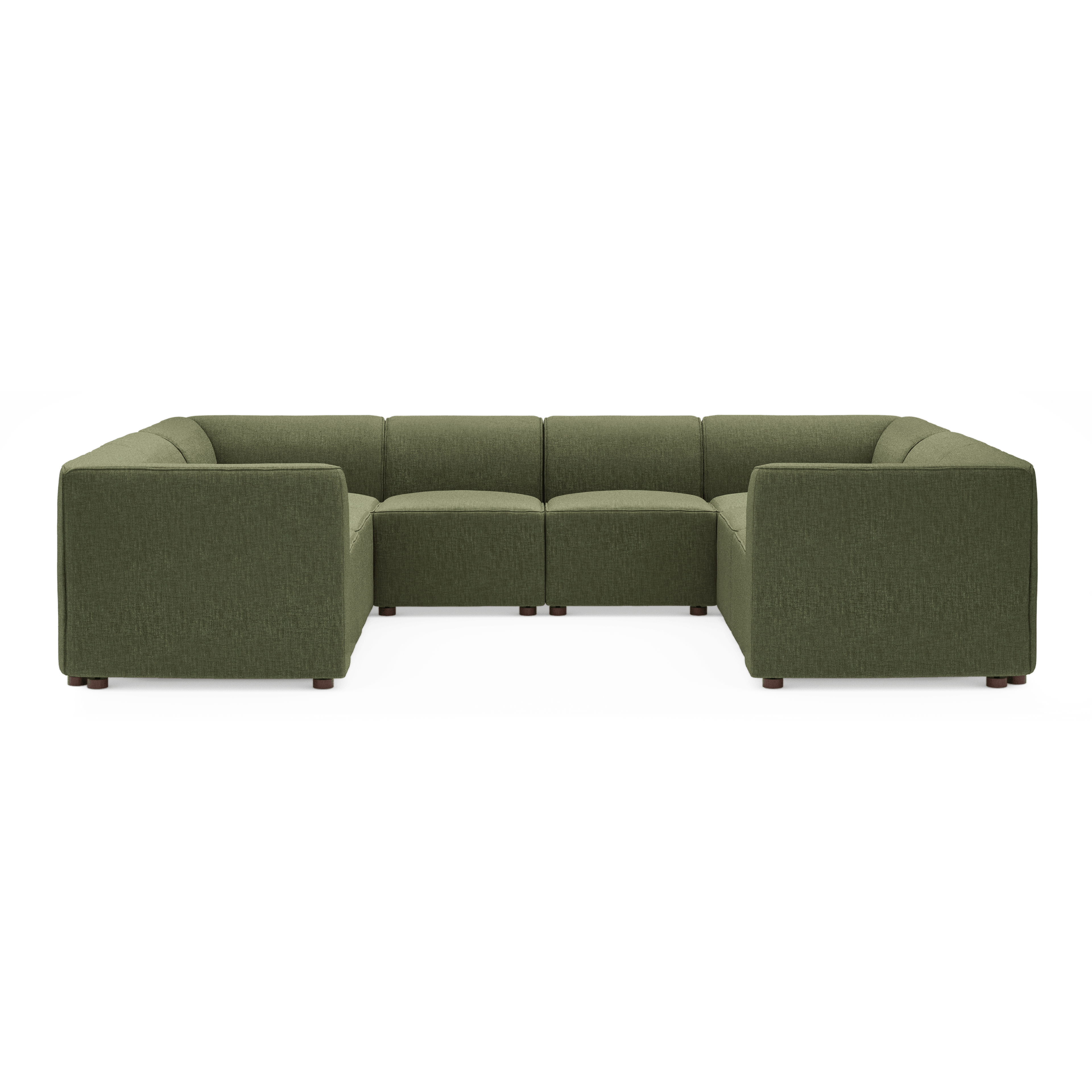 Mambo 8-Piece U-Sectional - Moss Green - Performance Basketweave / High
