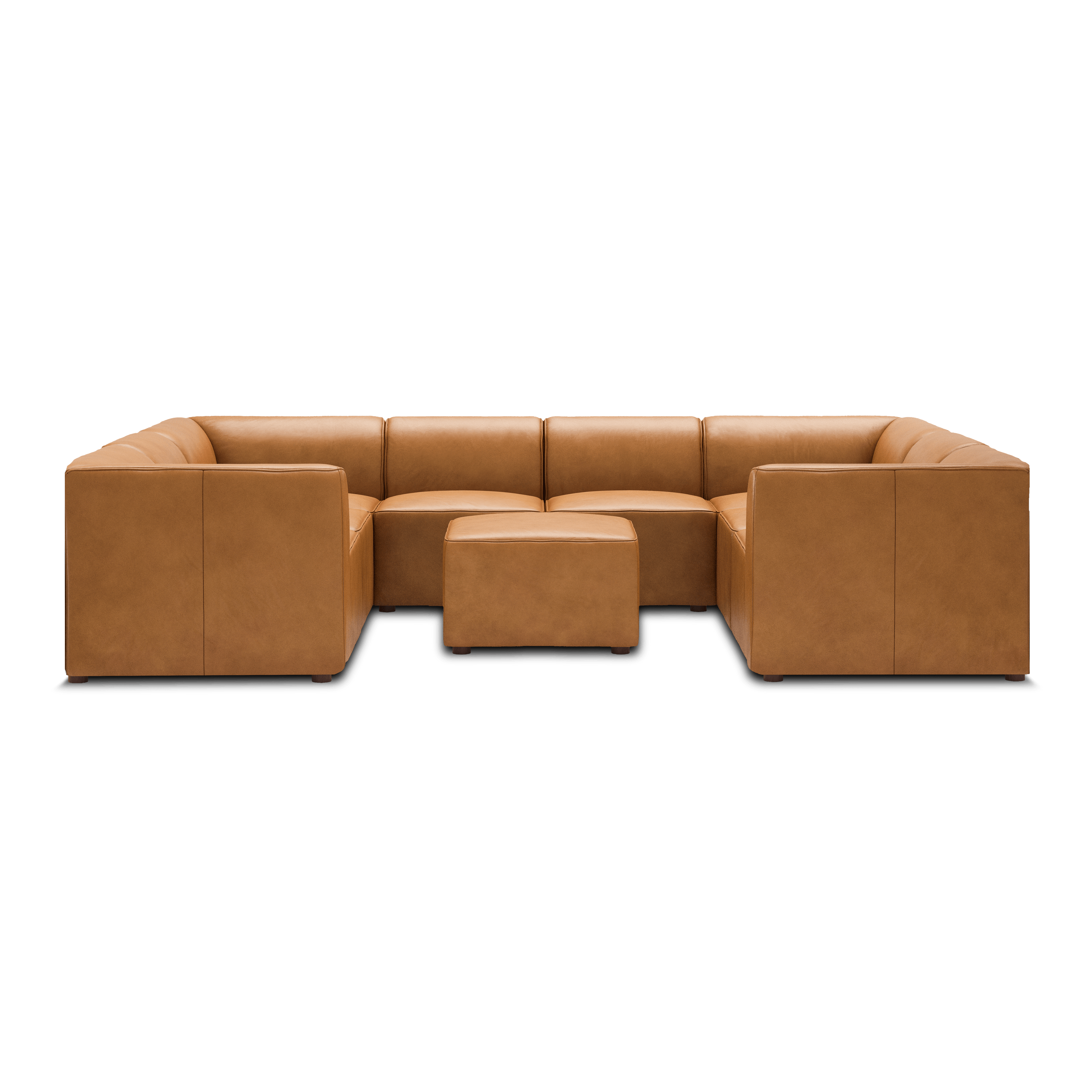 Mambo 8-Piece U-Sectional - Camel - Top Grain Leather / High