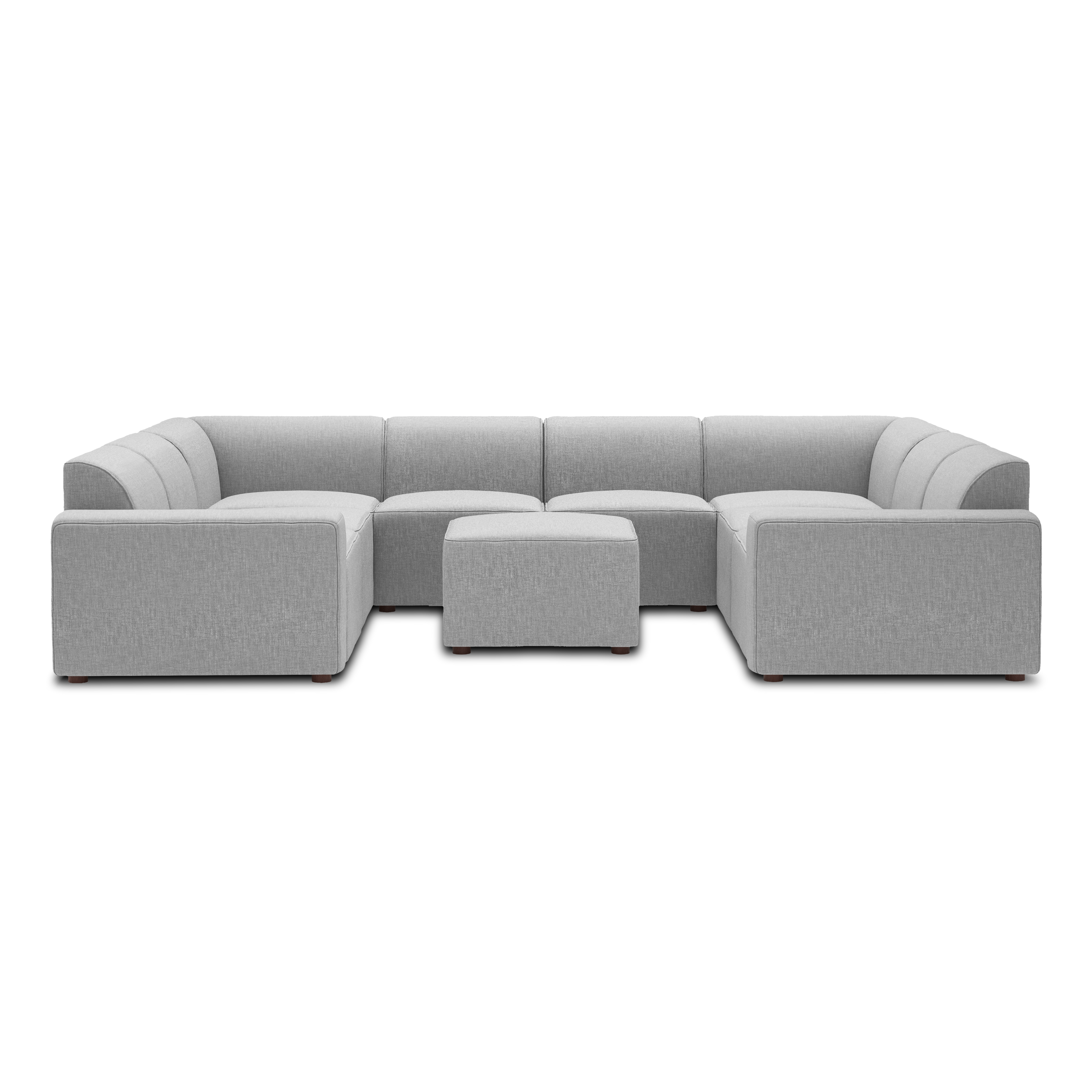 Mambo 8-Piece U-Sectional - Crushed Gravel - Performance Basketweave / Low