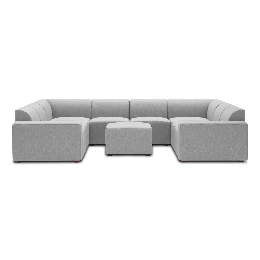 Mambo 8-Piece U-Sectional - Crushed Gravel - Performance Basketweave / Low