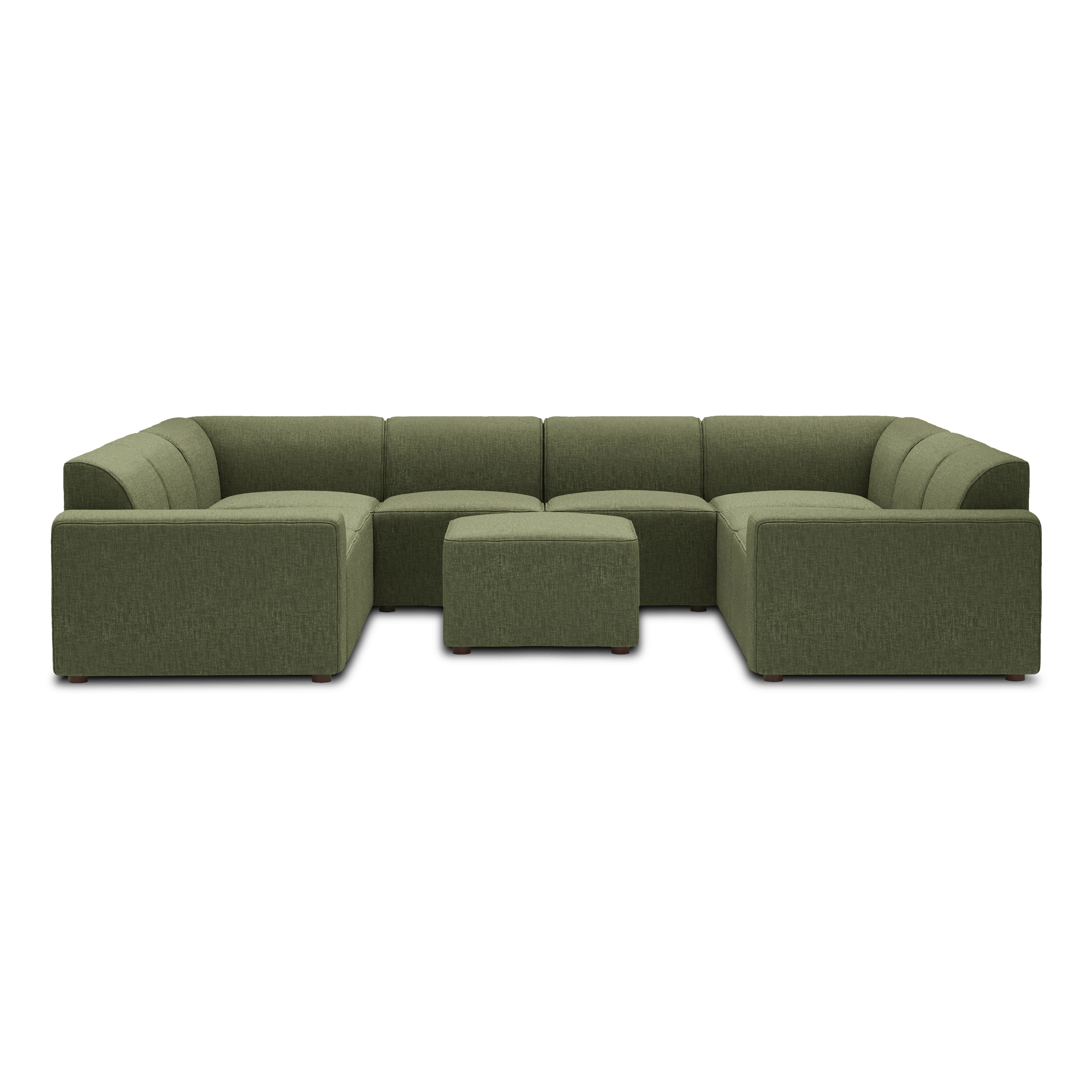 Mambo 8-Piece U-Sectional - Moss Green - Performance Basketweave / Low