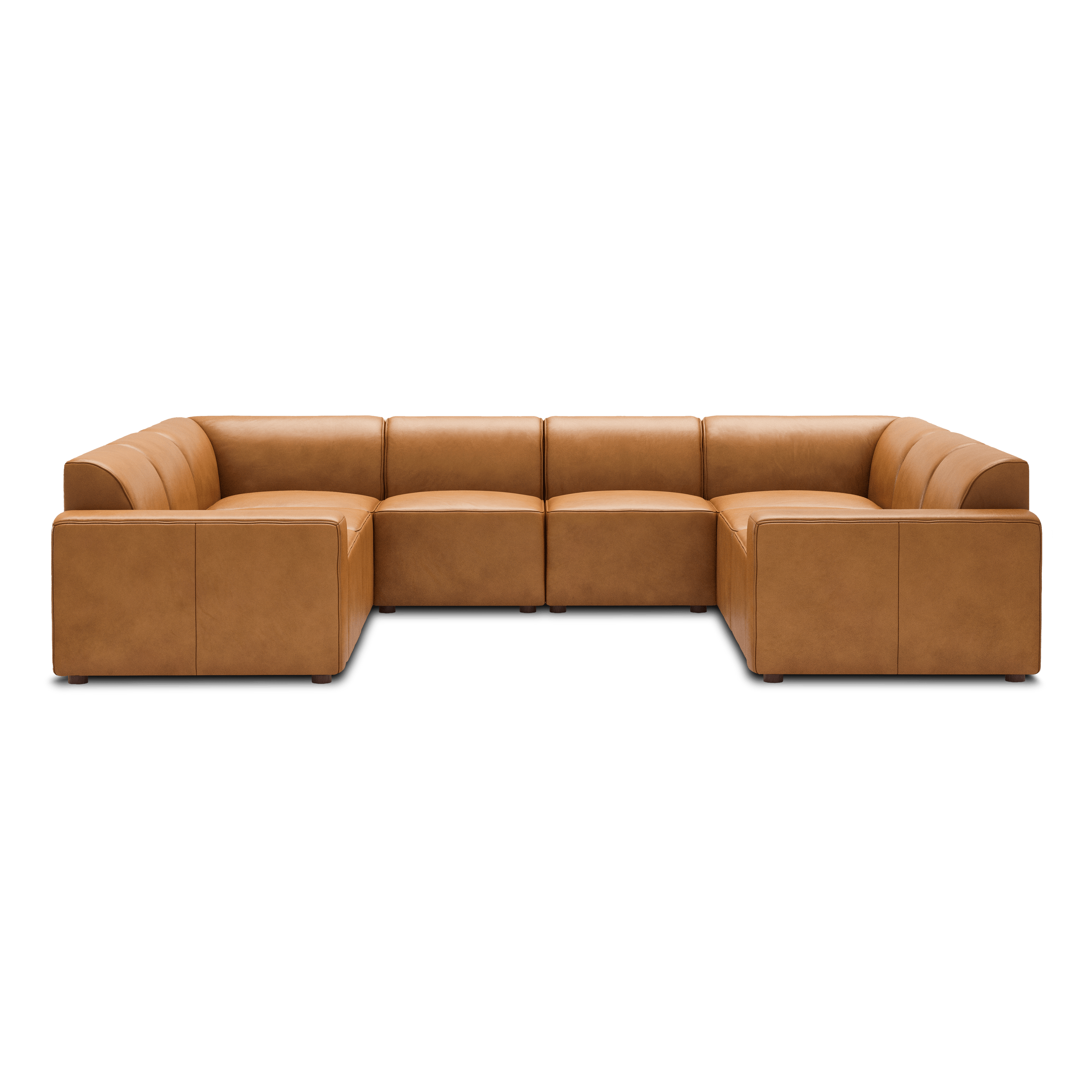 Mambo 8-Piece U-Sectional - Camel - Top Grain Leather / Low